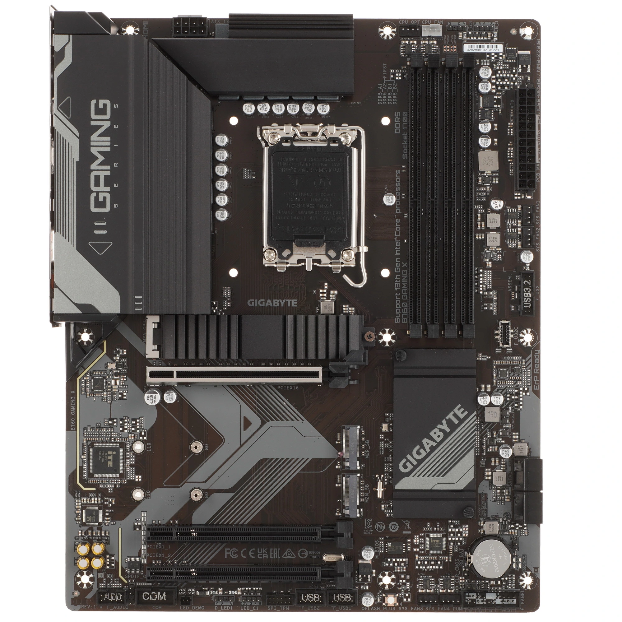 Материнская плата GIGABYTE B760 GAMING X, LGA1700, Intel B760, 4xDDR5, 4xSATA, 3xM.2, 1xPCIe 4.0 x16, DisplayPort, HDMI, 1x2.5Gb LAN, USB Type-C, 6x3.5 мм, 7.1, ATX