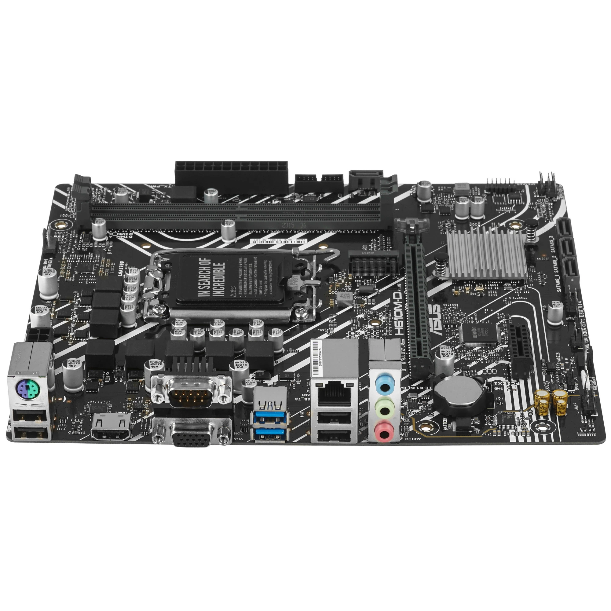 Материнская плата ASUS PRIME H610M-D, LGA 1700, Intel H610, 2xDDR5, 4xSATA, 1xM.2, 1xPCIe 4.0 x16, 1x1Gb LAN, 2xUSB-A 3.2 Gen 1, 4xUSB-A 2.0, 1xHDMI, 1xVGA, 3x3.5 мм, 1xRS-232, 7.1, mATX, фото3