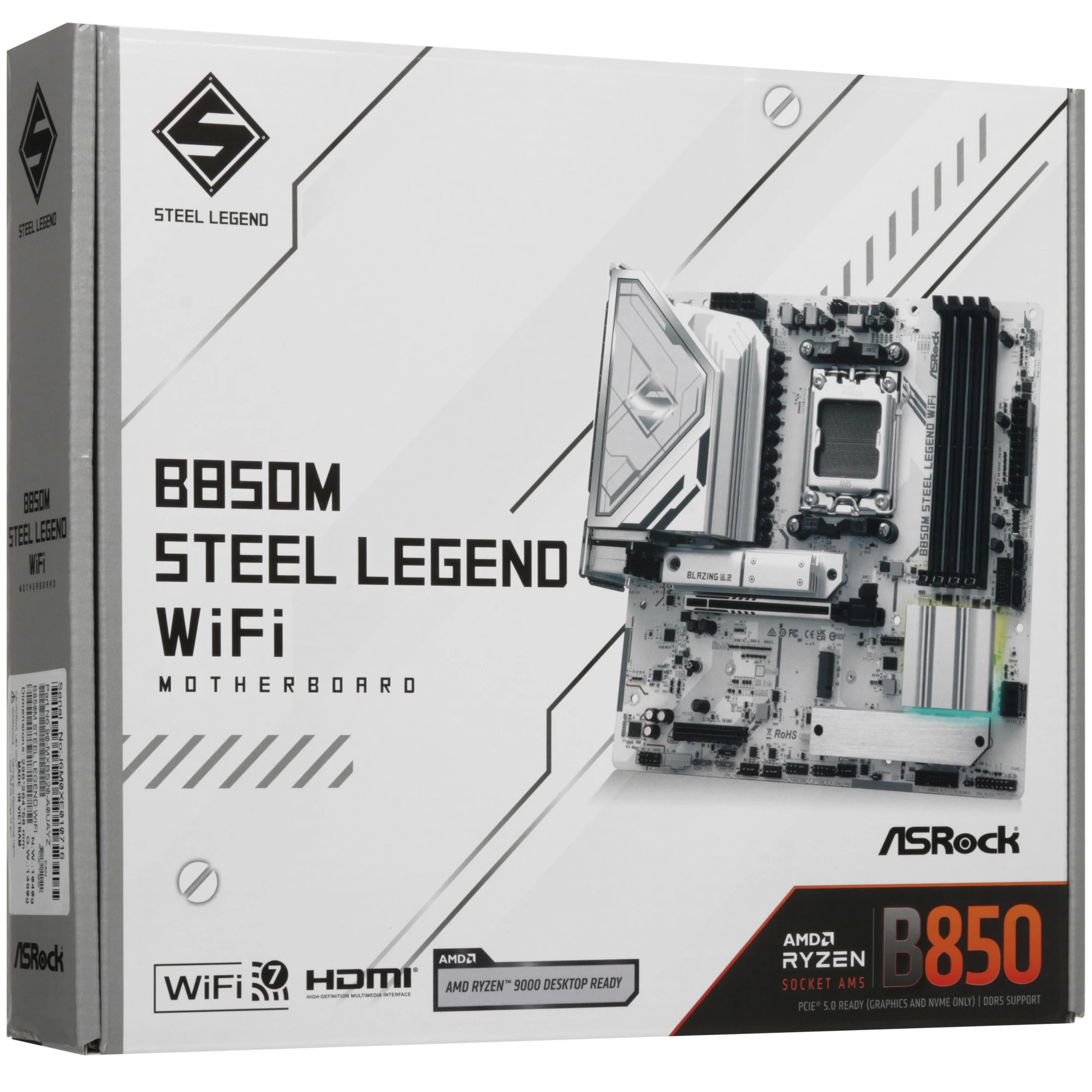 Материнская плата ASRock B850M Steel Legend WiFi, AM5, AMD B850, 4xDDR5, 4xSATA, 3xM.2, 1xPCIe 5.0 x16, 1xPCIe 3.0 x4, 1xDP, 1xHDMI, 1x2.5Gb LAN, Wi-Fi 7, Bluetooth 5.4, 1xUSB-C 10Gbps, 1xUSB-A 10Gbps, 2xUSB-A 5Gbps, 4xUSB-A 2.0, 3x3.5 мм, 7.1, mATX, фото9