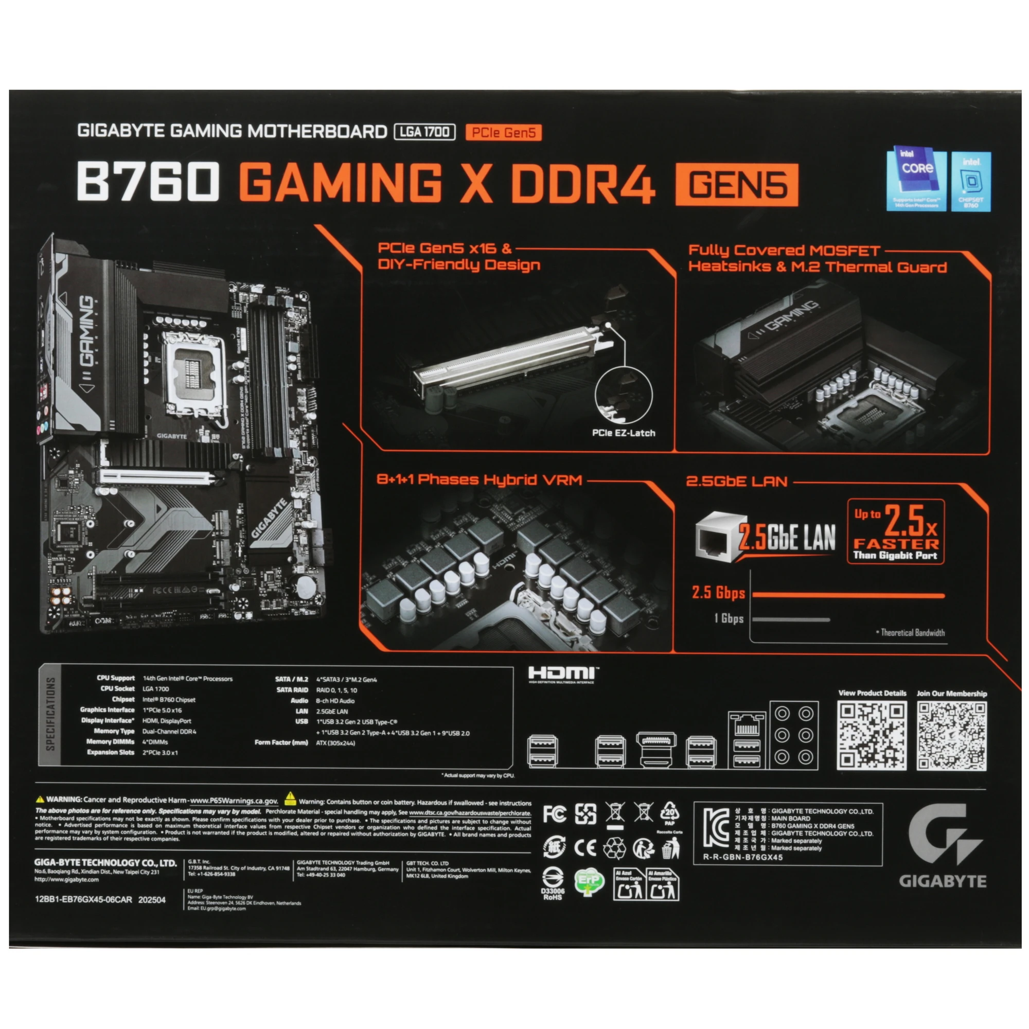 Материнская плата Gigabyte B760 GAMING X D4 GEN5, LGA1700, Intel B760, 4xDDR4, 4xSATA, 3xM.2, 1xPCIe 5.0 x16, 2xPCIe 3.0 x1, 1xHDMI, 1xDP, 1x2.5Gb LAN, 1xUSB-A 10Gbps, 2xUSB-A 5Gbps, 5xUSB-A 2.0, 6x3.5 мм, 7.1, ATX, фото7
