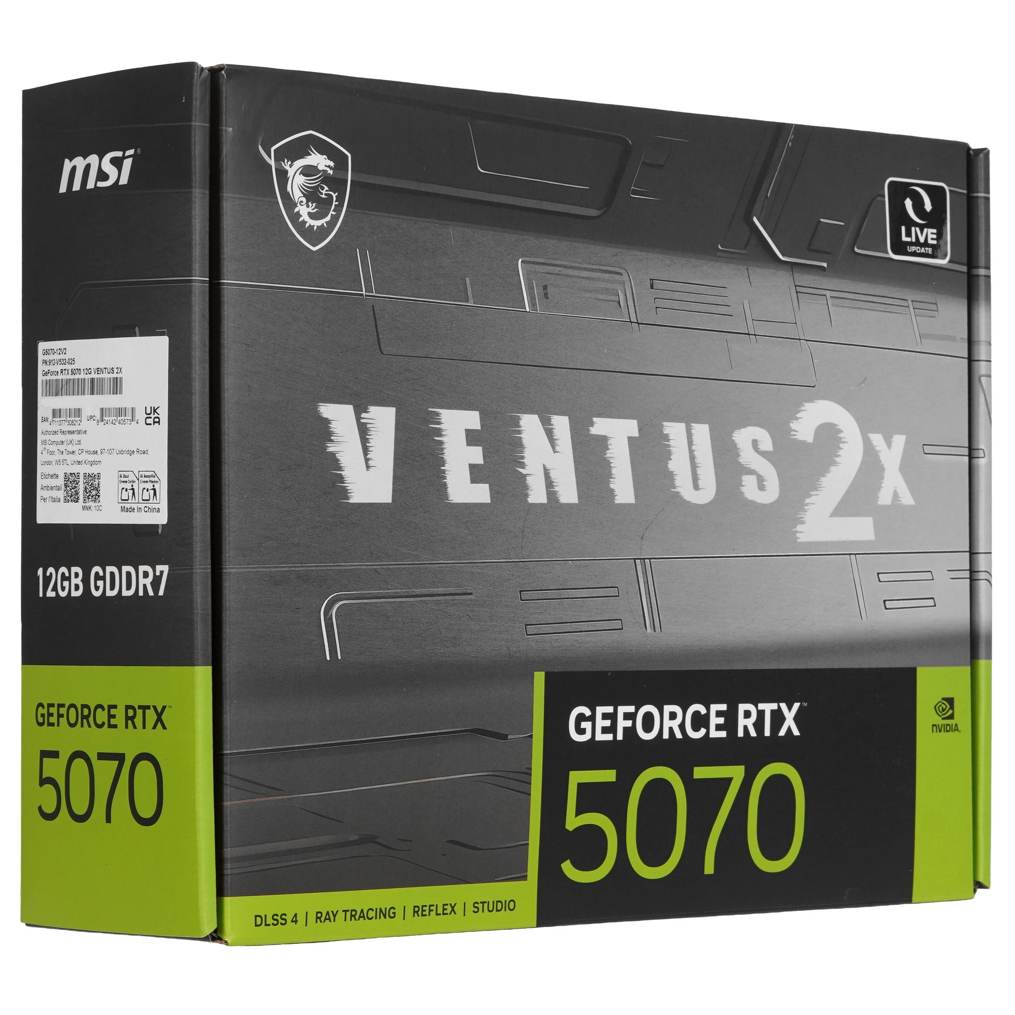 Видеокарта MSI GeForce RTX 5070 VENTUS 2X, 12 GB GDDR7, 192 bit, 3xDisplayPort, HDMI, GPU 2325 MHz, фото8