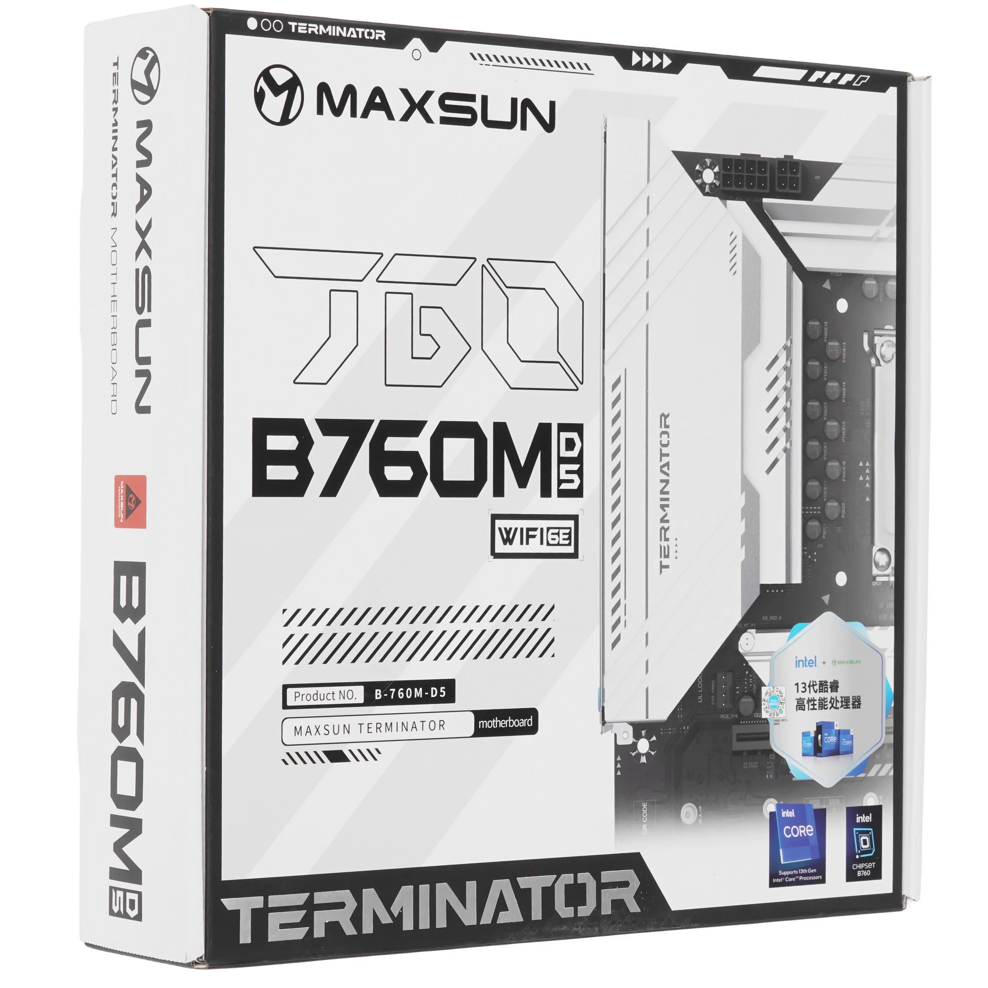 Материнская плата MAXSUN MS-Terminator B760M D5 WIFI 6E, LGA1700, Intel B760, 4xDDR5, 4xSATA, 3xM.2, 1xPCIe 5.0 x16, 1xPCIe 4.0 x4, 1xPCIe 3.0 x1, 1xHDMI, 1xDP, 1x2.5Gb LAN, Wi-Fi 6E, Bluetooth 5.3, 2xUSB-A 10Gbps, 6xUSB-A 2.0, 3x3.5 мм, 5.1, mATX, фото4
