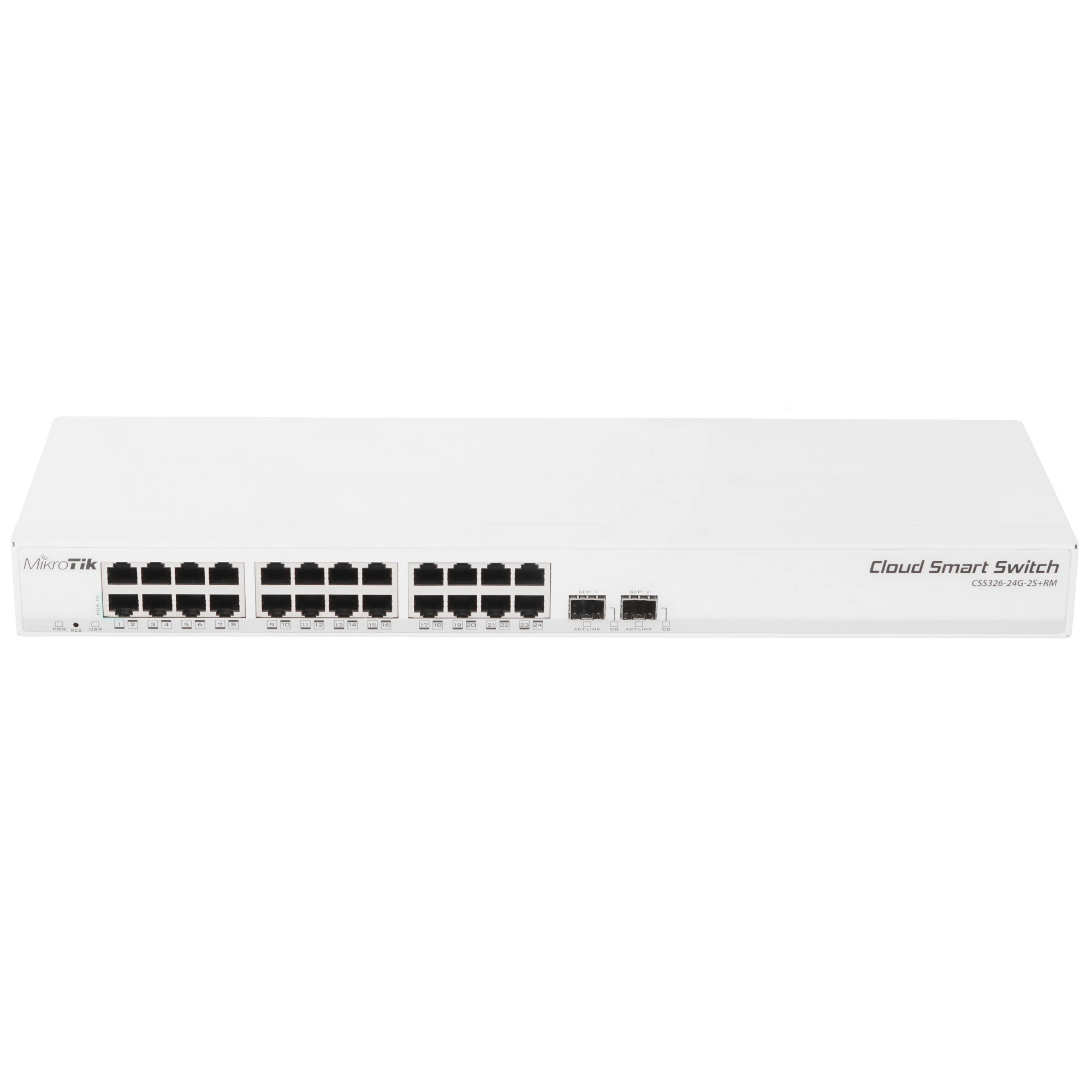 Коммутатор MikroTik CSS326-24G-2S+RM, 24×1 Гбит/с + 2×10 Гбит/с SFP+, управляемый