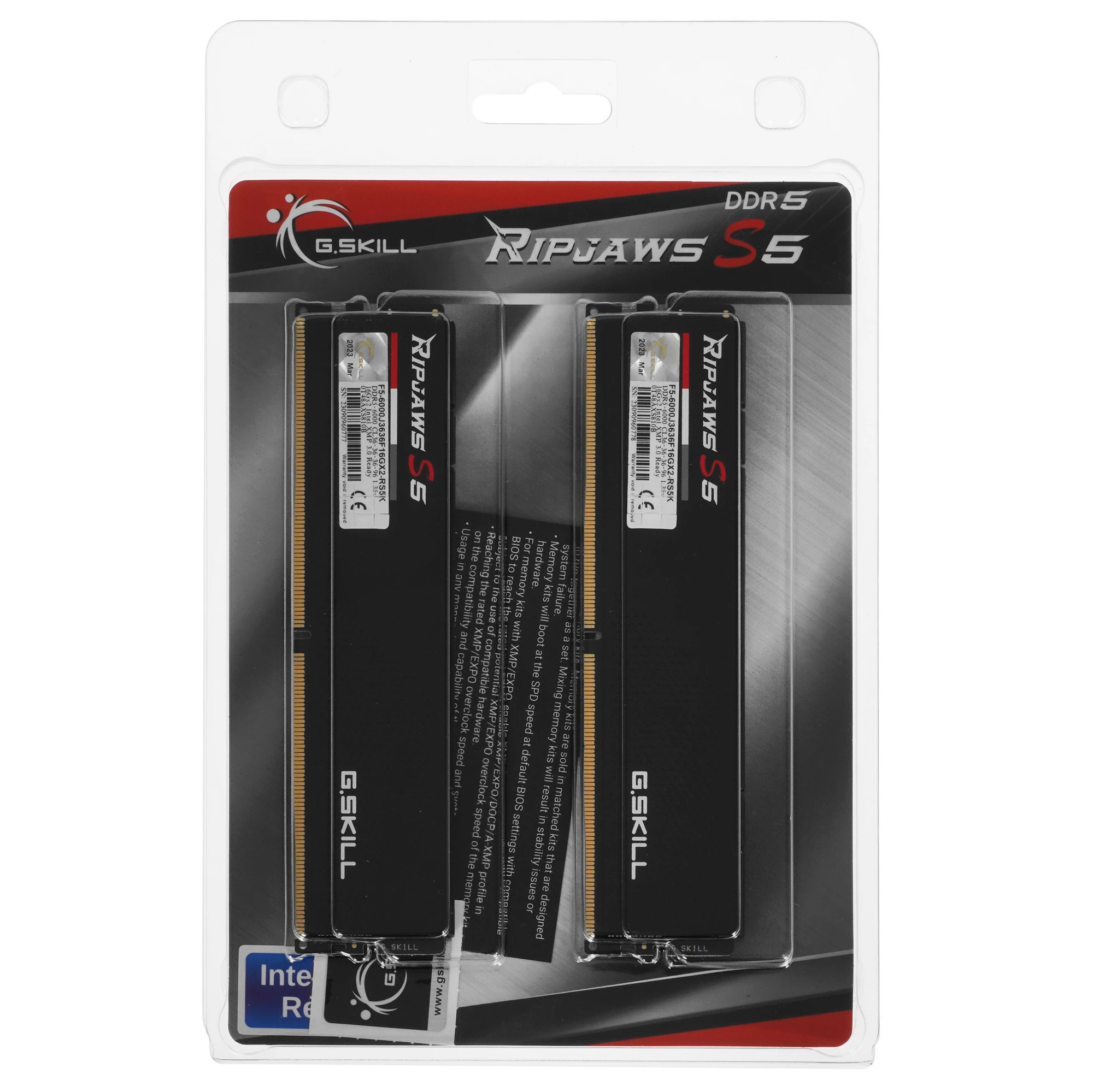 Оперативная память G.Skill Ripjaws S5, DDR5, 32GB (2x16GB), 6000 MHz, CL36, с радиатором, чёрный, фото4
