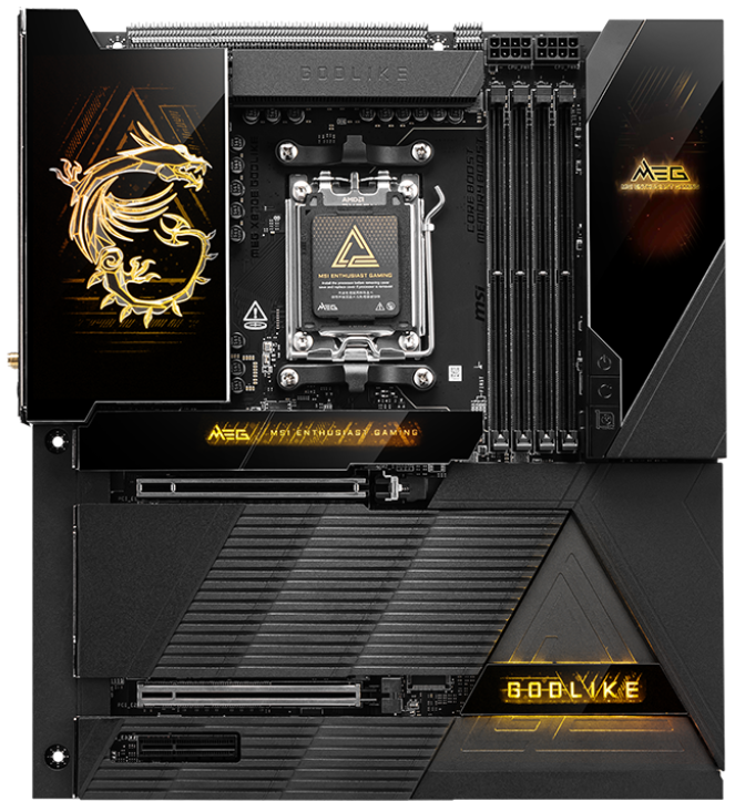 Материнская плата MSI MEG X870E GODLIKE, AM5, AMD X870E, 4xDDR5, 4xSATA, 5xM.2, 1xPCIe 5.0 x16, USB Type-C, 1x10Gb LAN, 1x5Gb LAN, 2x3.5 мм, 7.1, E-ATX
