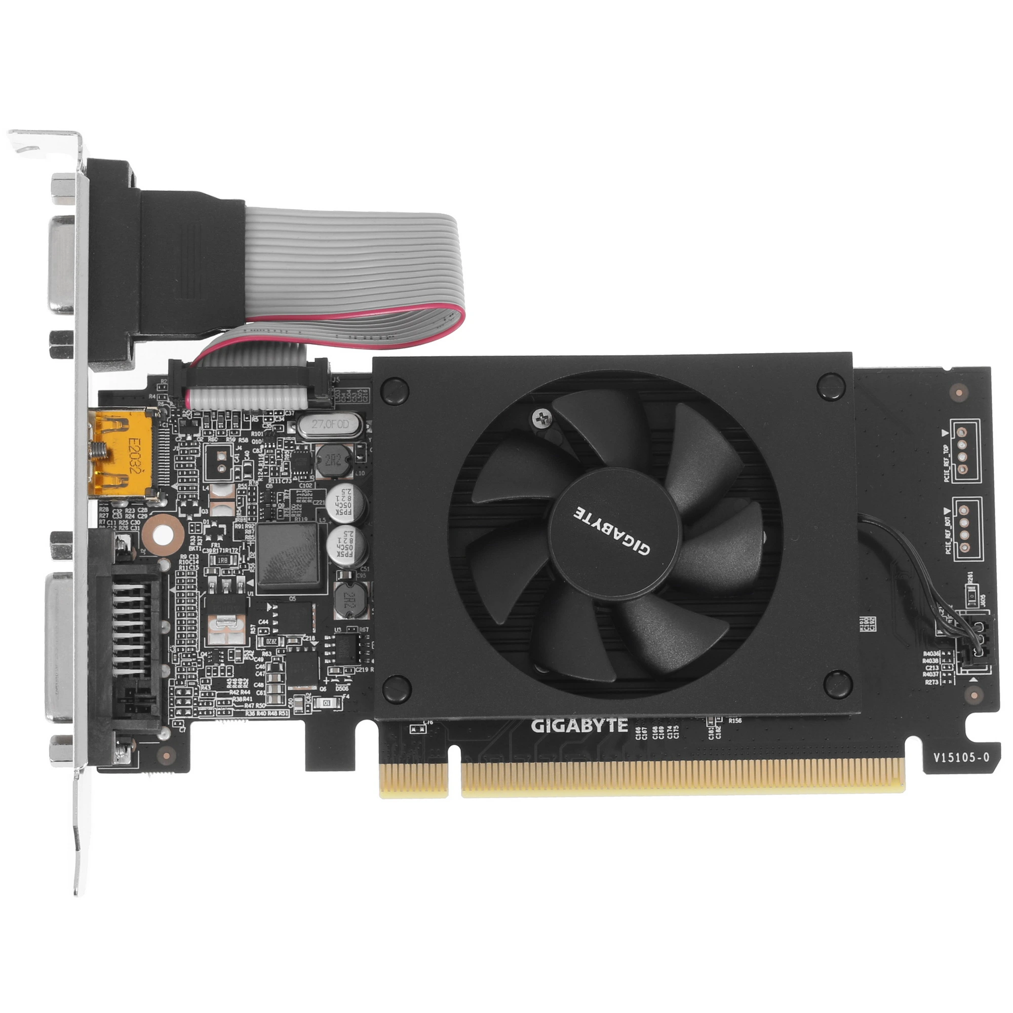 Видеокарта Gigabyte GeForce GT 710 v2.0, 2 GB GDDR3, 64 bit, HDMI, DVI-D, VGA, GPU 954 MHz