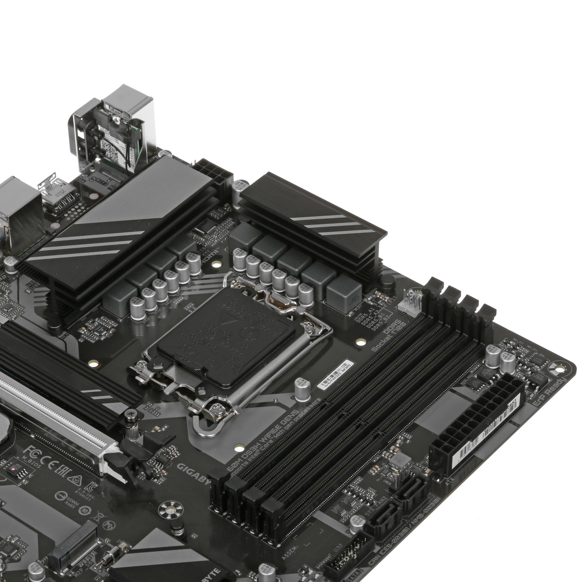 Материнская плата Gigabyte B760M DS3H WIFI6E GEN5, LGA1700, Intel B760, 4xDDR5, 4xSATA, 2xM.2, 1xPCIe 5.0 x16, 2xPCIe 4.0 x1, 1xHDMI, 2xDP, 1x2.5Gb LAN, Wi-Fi 6E, Bluetooth 5.3, 1xUSB-C 10Gbps, 3xUSB-A 5Gbps, 2xUSB-A 2.0, 3x3.5 мм, 7.1, mATX, фото5