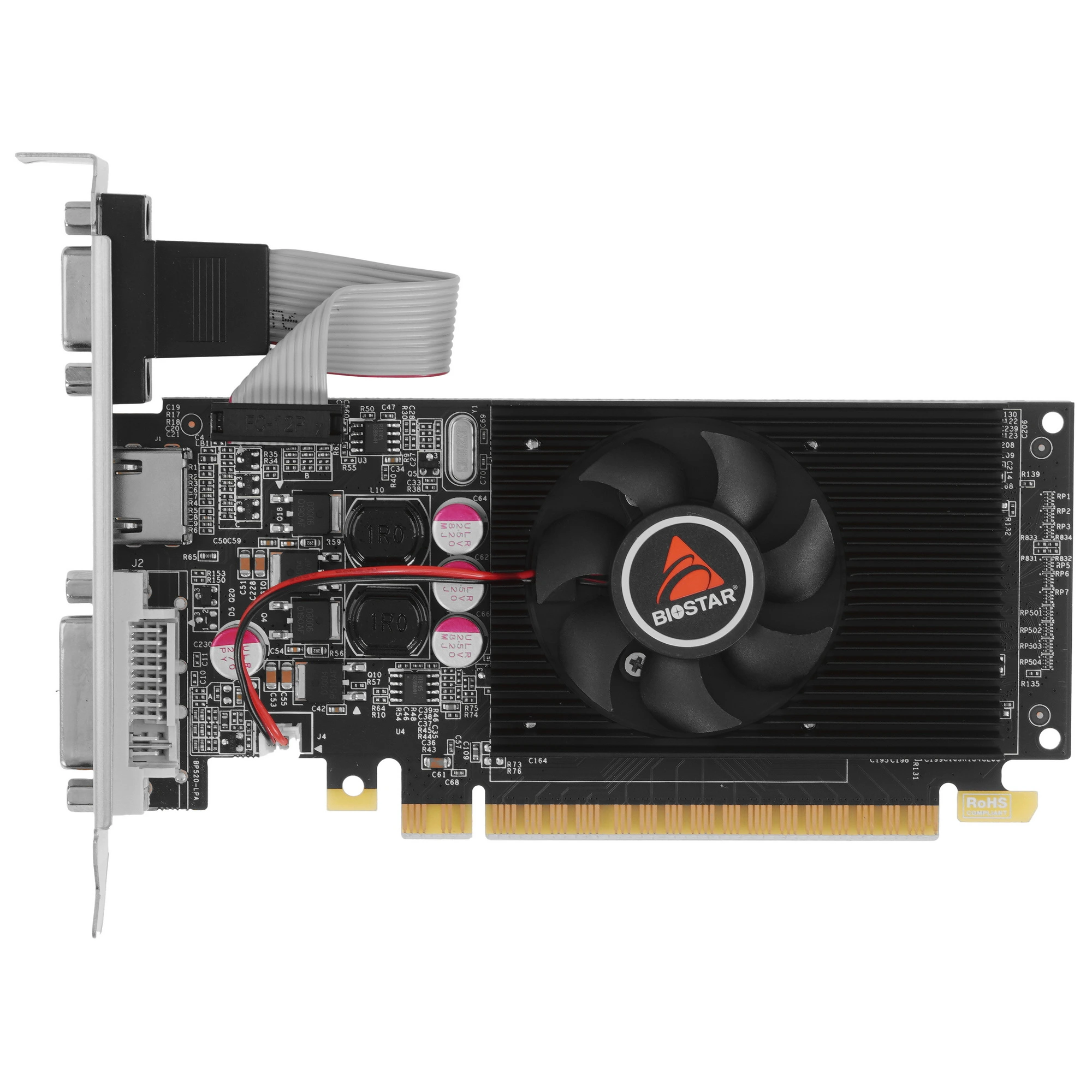 Видеокарта Biostar GeForce GT 610, 2 GB GDDR3, 64 bit, HDMI, DVI-D, VGA, GPU 810 MHz