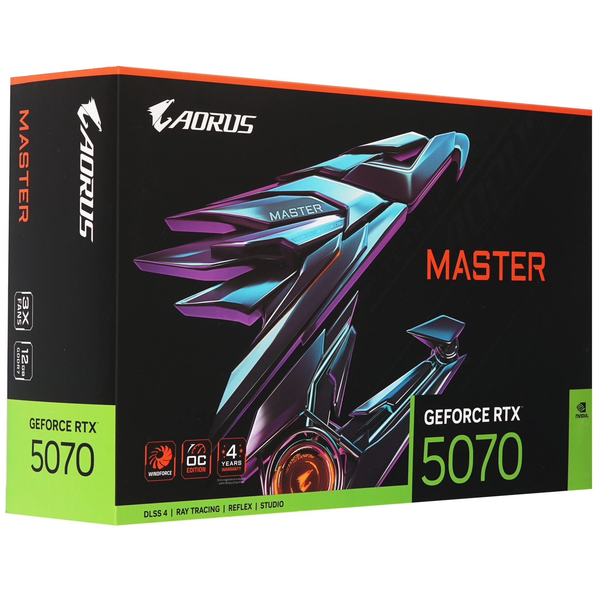 Видеокарта Gigabyte GeForce RTX 5070 AORUS MASTER, 12 GB GDDR7, 192 bit, 3xDisplayPort, HDMI, GPU 2325 MHz, фото21