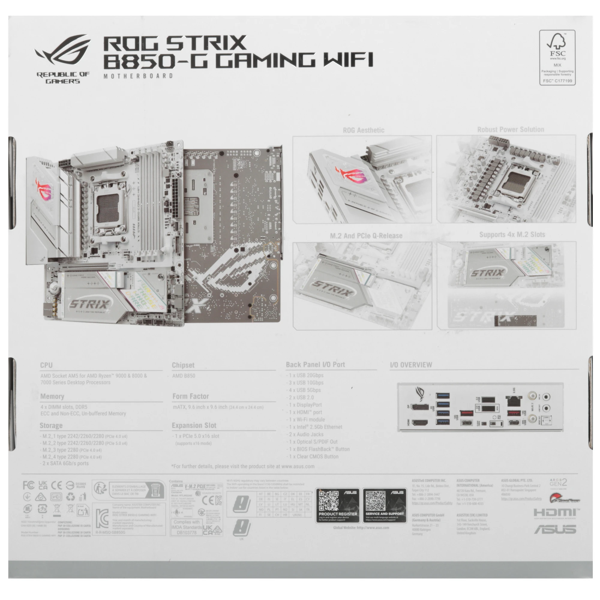 Материнская плата Asus ROG STRIX B850-G GAMING WIFI, AM5, AMD B850, 4xDDR5, 2xSATA, 4xM.2, 1xPCIe 5.0 x16, 1xHDMI, 1xDP, 1x2.5Gb LAN, Wi-Fi 7, Bluetooth 5.4, 1xUSB-C 20Gbps, 1xUSB-C 10Gbps, 2xUSB-A 10Gbps, 4xUSB-A 5Gbps, 2xUSB-A 2.0, 2x3.5 мм, 7.1, mATX, фото17