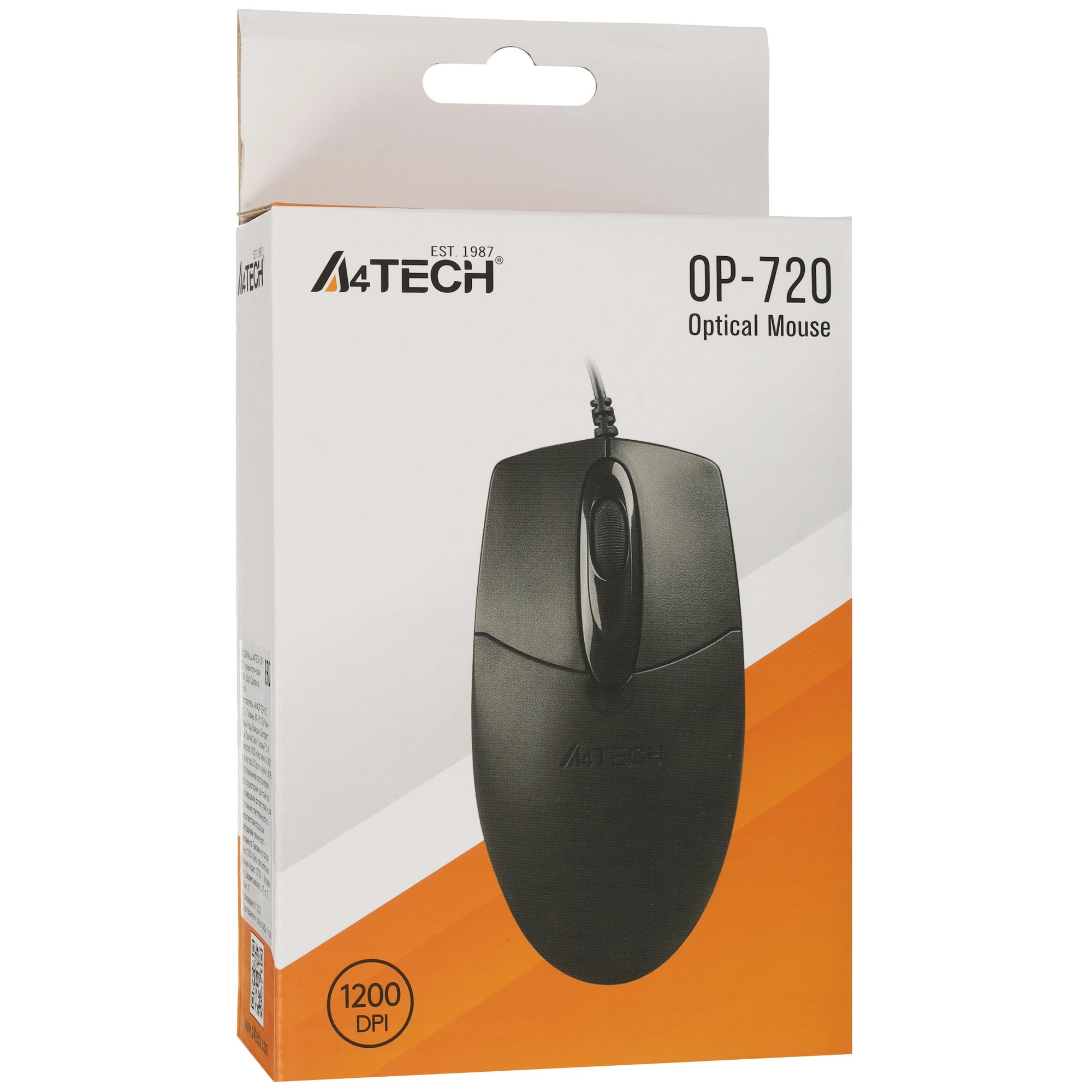 Мышь проводная A4Tech OP-720 черный, 1200 dpi, USB Type-A, кнопки - 3, вид 19