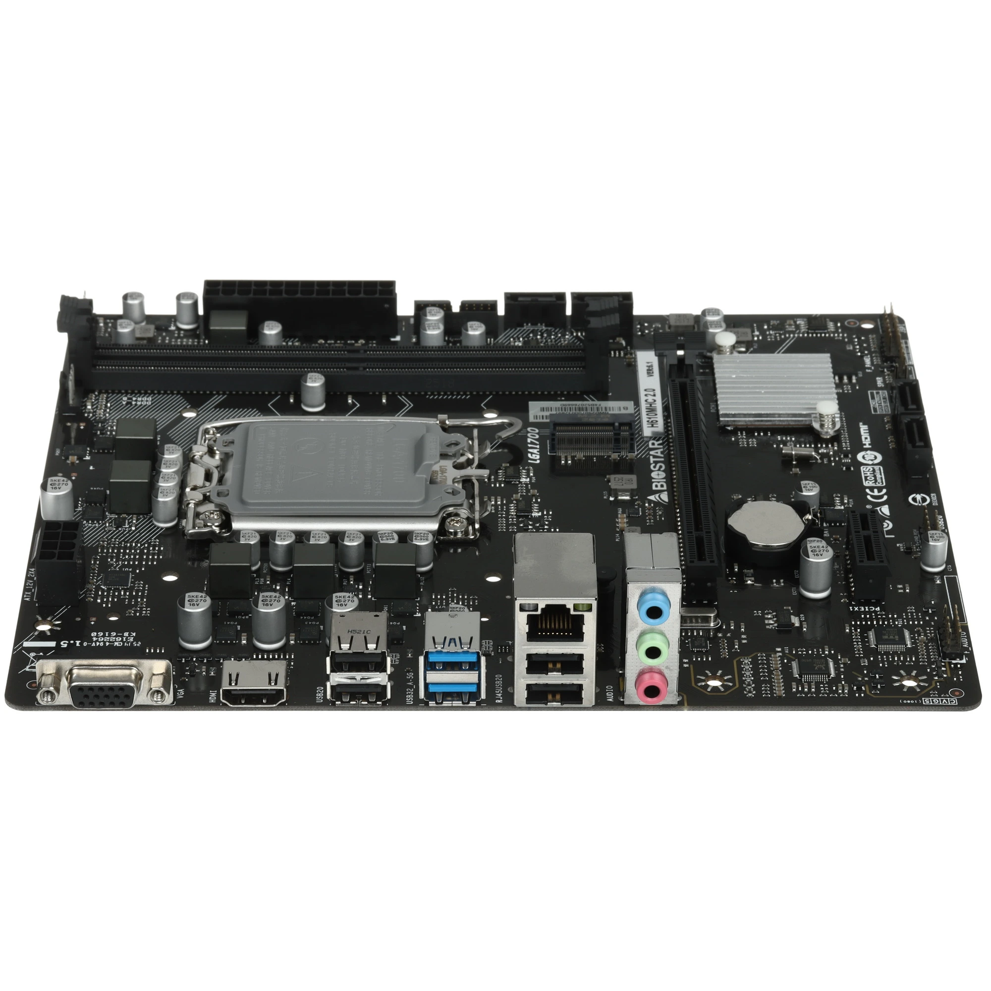 Материнская плата Biostar H610MHC 2.0, LGA1700, Intel H610, 2xDDR4, 4xSATA, 1xM.2, 1xPCIe 4.0 x16, 1xPCIe x1, HDMI, D-Sub, 1x1Gb LAN, 3x3.5 мм, 7.1, microATX, фото3