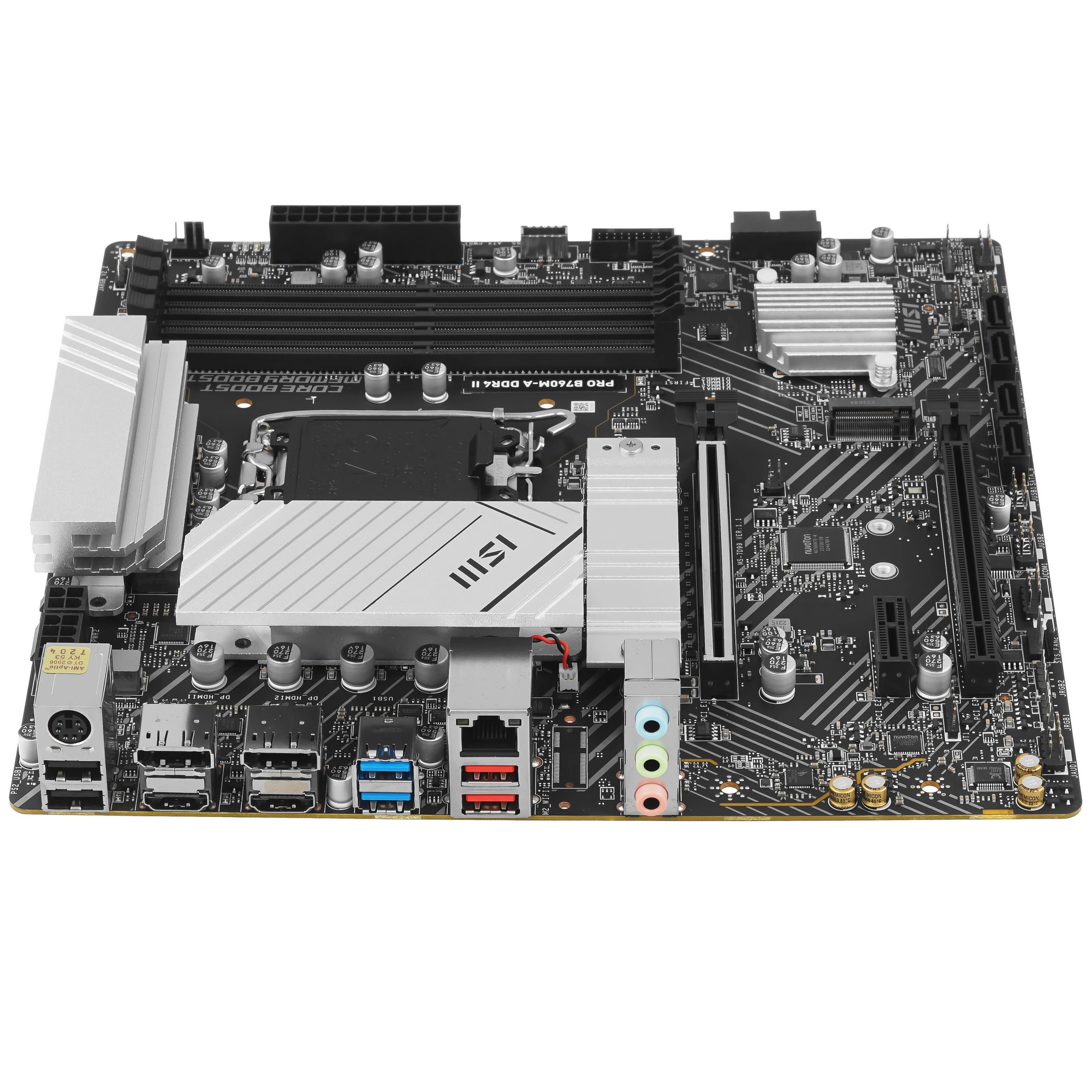 Материнская плата MSI PRO B760M-A DDR4 II, LGA1700, Intel B760, 4xDDR4, 4xSATA, 2xM.2, 1xPCIe 4.0 x16, 1xPCIe 4.0 x4, 1xPCIe 3.0 x1, 2xDP, 2xHDMI, 1x2.5Gb LAN, 2xUSB-A 10Gbps, 2xUSB-A 5Gbps, 2xUSB-A 2.0, 3x3.5 мм, 7.1, mATX, фото3