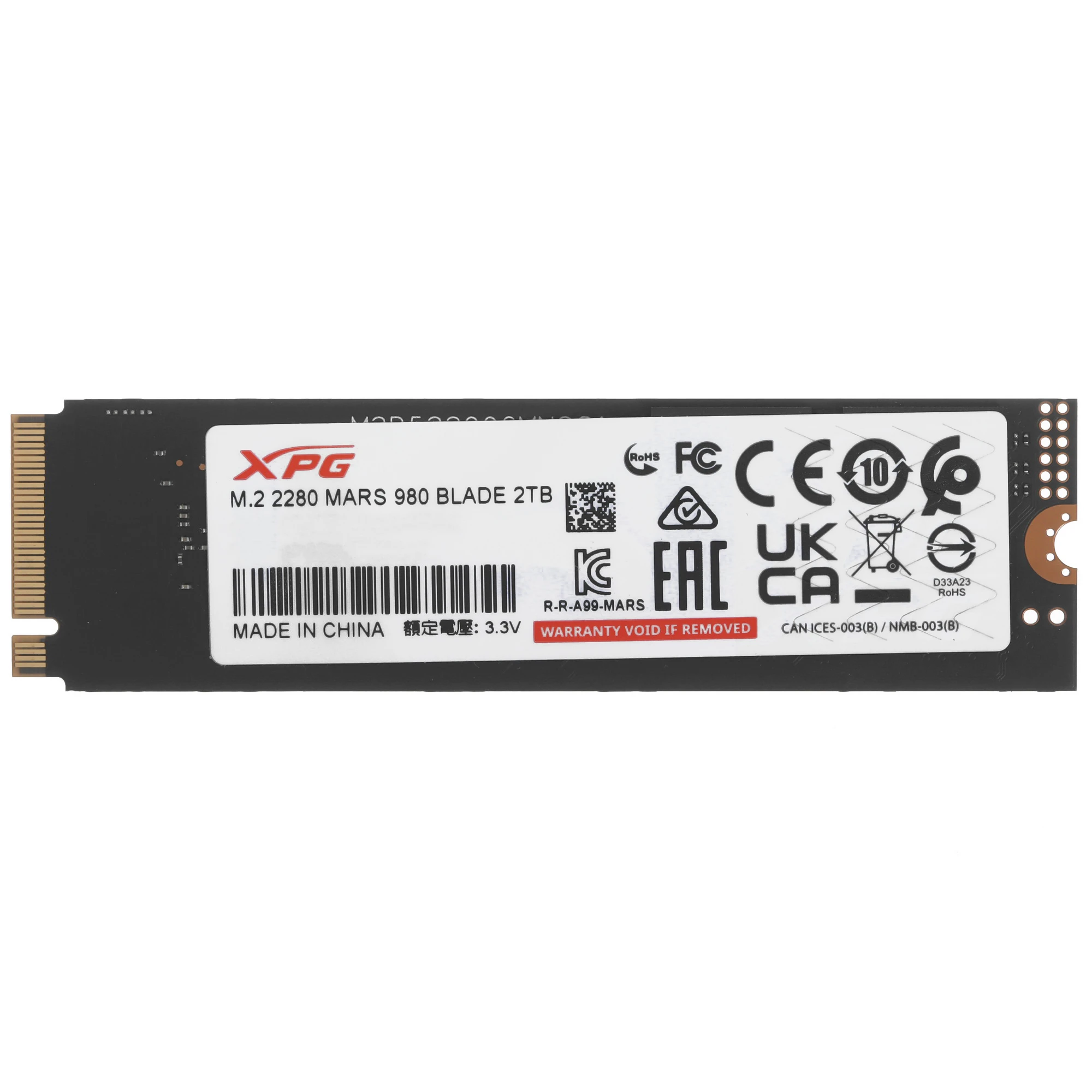 Накопитель SSD ADATA XPG MARS 980 BLADE, 2Tb, PCIe 5.0 x4, M.2 2280, NVMe, R/W 14000/13000, фото2