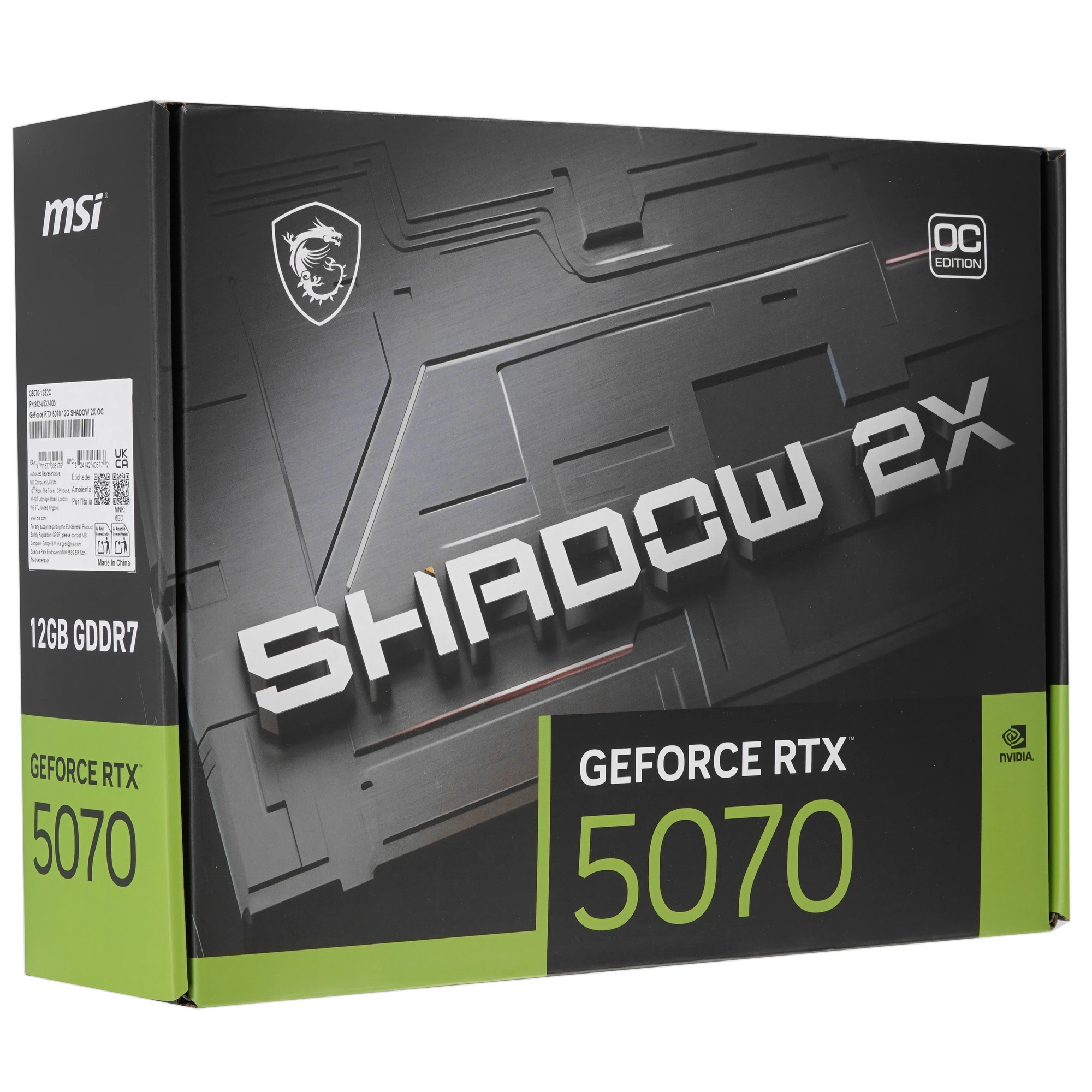 Видеокарта MSI GeForce RTX 5070 SHADOW 2X OC, 12 GB GDDR7, 192 bit, 3xDisplayPort, HDMI, GPU 2295 MHz, фото13