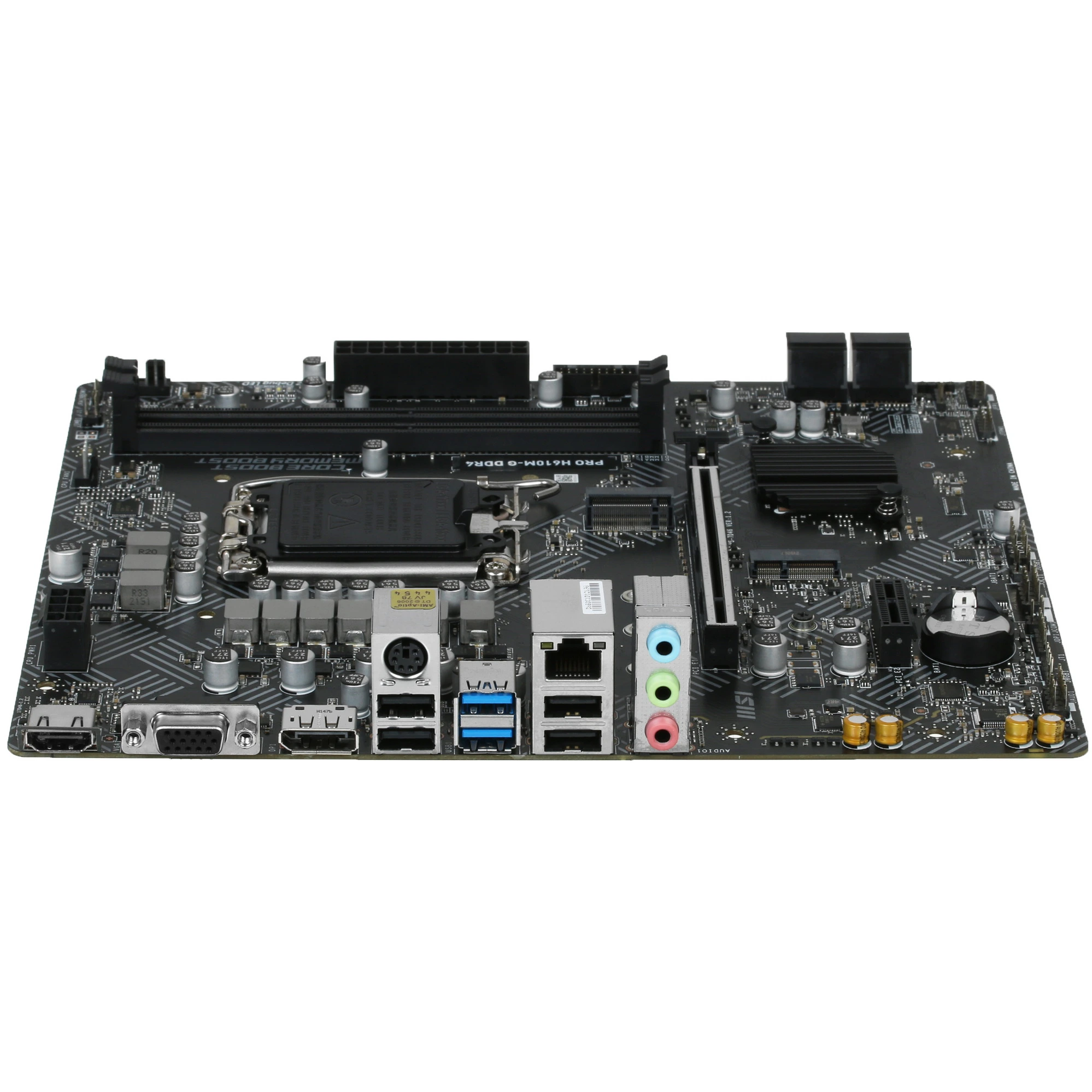 Материнская плата MSI PRO H610M-G DDR4, LGA1700, Intel H610, 2xDDR4, 4xSATA, 1xM.2, 1xPCIe 4.0 x16, 1xPCIe x1, DisplayPort, HDMI, D-Sub, 1x1Gb LAN, 3x3.5 мм, 7.1, microATX, фото3