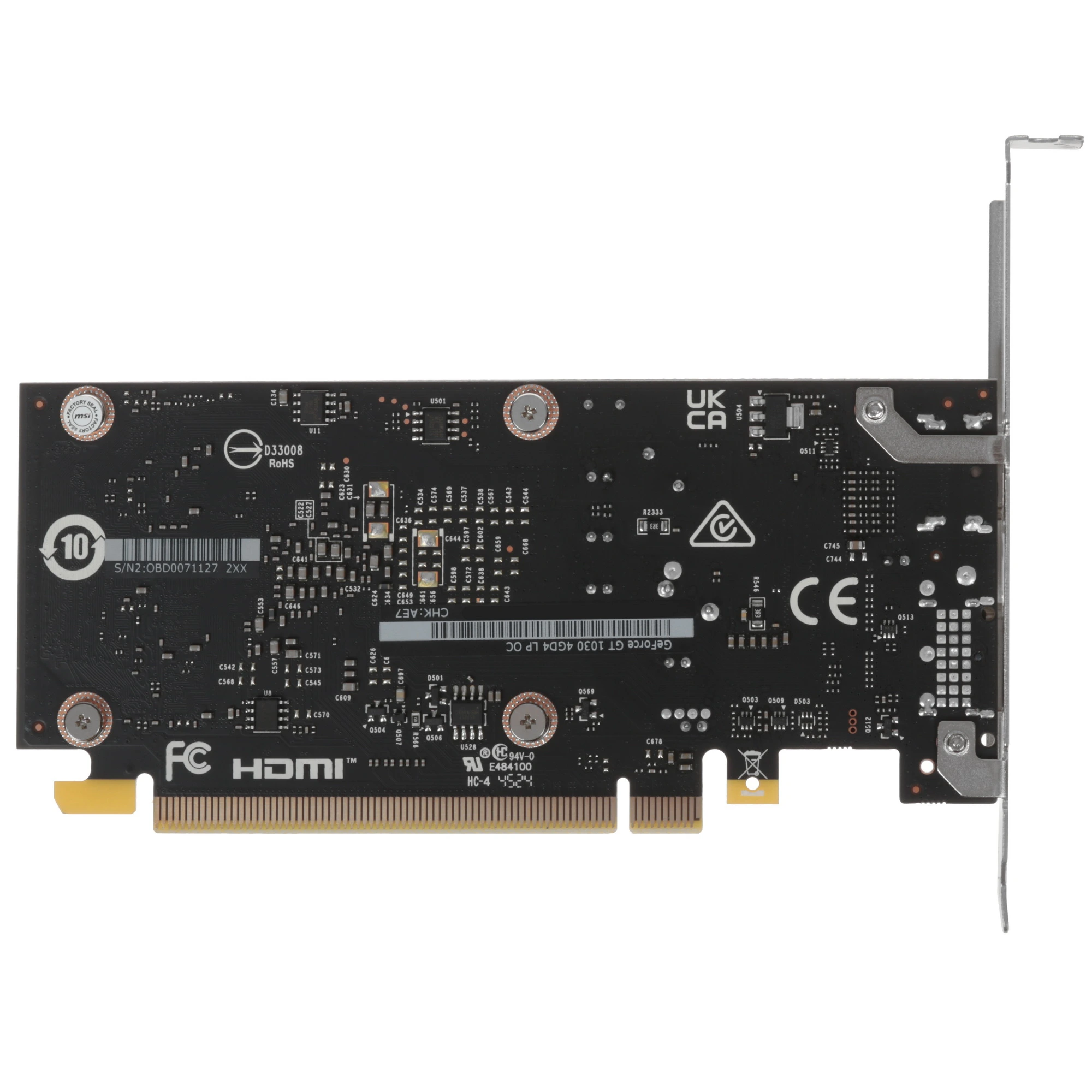 Видеокарта MSI GeForce GT 1030 4GD4 LP OC, 4 GB DDR4, 64 bit, DisplayPort, HDMI, GPU 1152 MHz, фото2