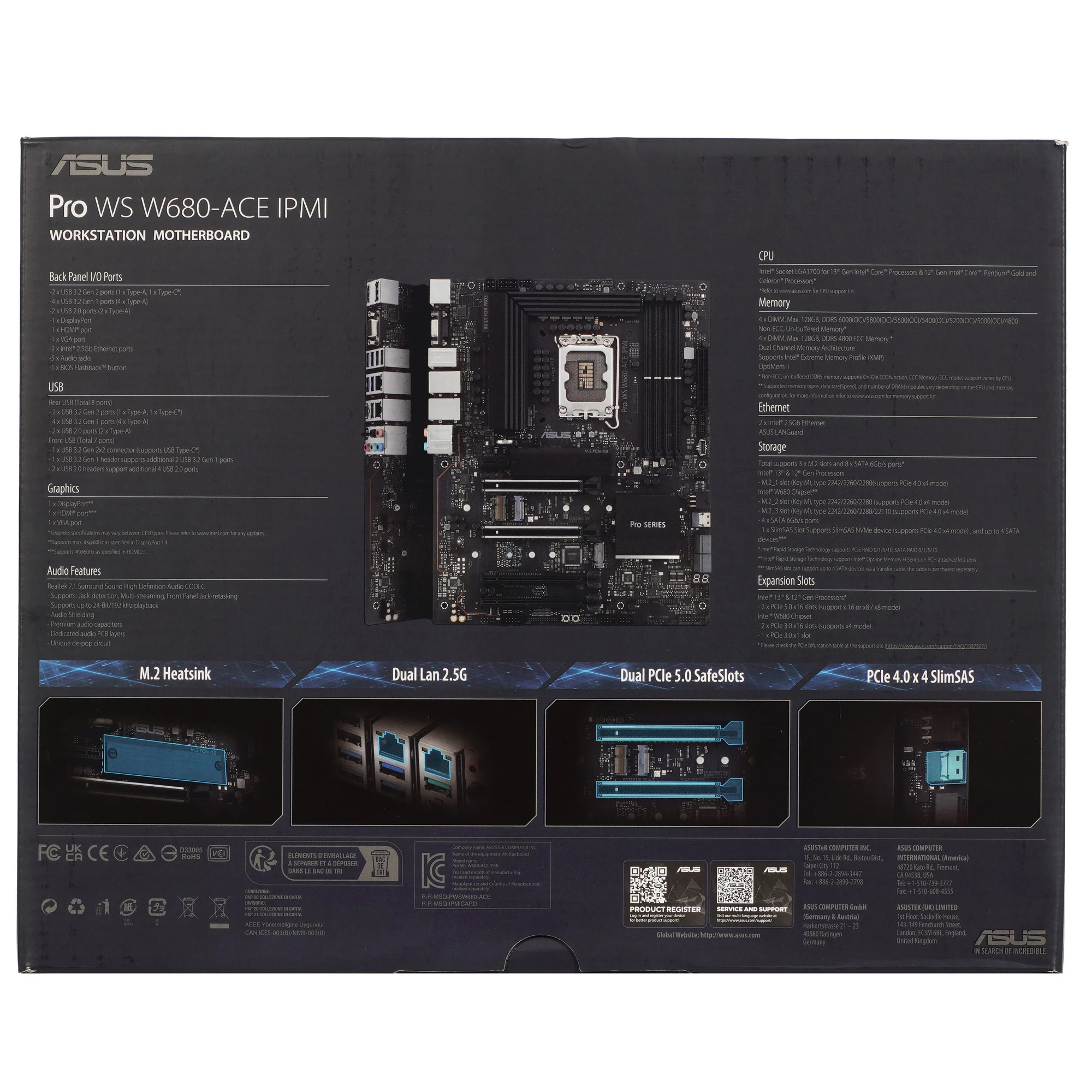 Материнская плата ASUS PRO WS W680-ACE IPMI, LGA1700, Intel W680, 4xDDR5, 4xSATA, 3xM.2, 1xPCIe 5.0 x16, 1xPCIe 5.0 x8, 2xPCIe 3.0 x4, 1xPCIe 3.0 x1, 1xDP, 1xHDMI, 1xVGA, 2x2.5Gb LAN, 1xUSB-C 10Gbps, 1xUSB-A 10Gbps, 4xUSB-A 5Gbps, 2xUSB-A 2.0, 5x3.5 мм, 7.1, ATX, фото11