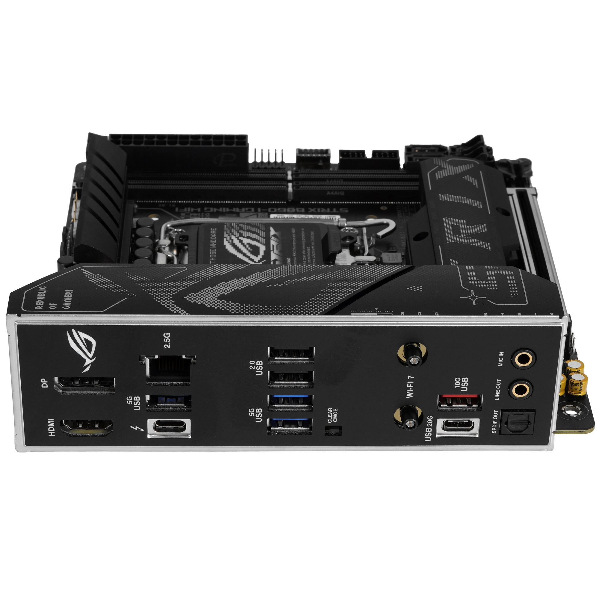 Материнская плата ASUS ROG STRIX B860-I GAMING WIFI, LGA1851, Intel B860, 2xDDR5, 4xSATA, 2xM.2, 1xPCIe 5.0 x16, DisplayPort, HDMI, USB Type-C, 1x2.5Gb LAN, Thunderbolt, 2x3.5 мм, 7.1, mini-ITX, фото9