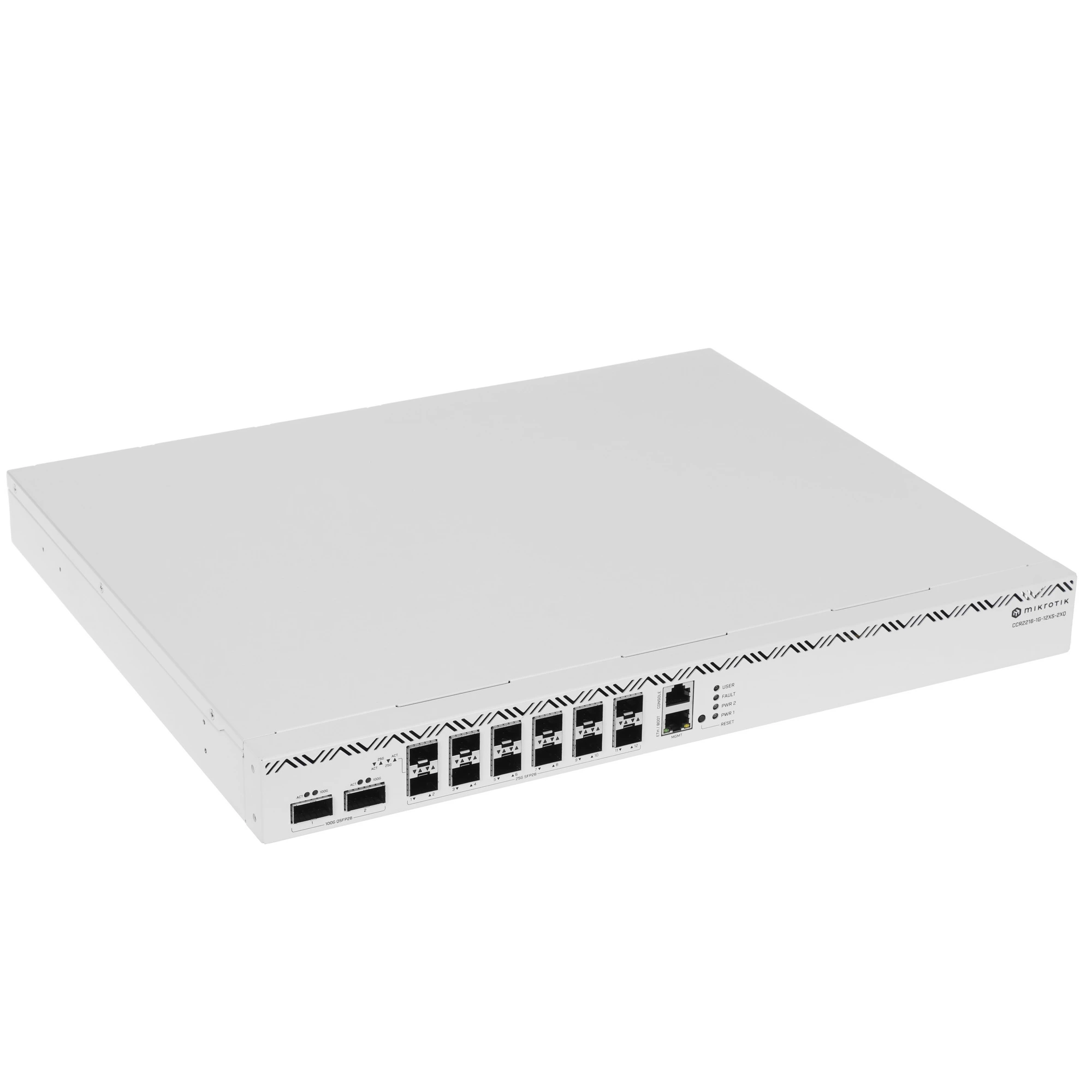 Маршрутизатор MikroTik CCR216-1G-12XS-2XQ, 1×1 Гбит/с + 12×25 Гбит/с SFP28 + 2×100 Гбит/с QSFP28, управляемый