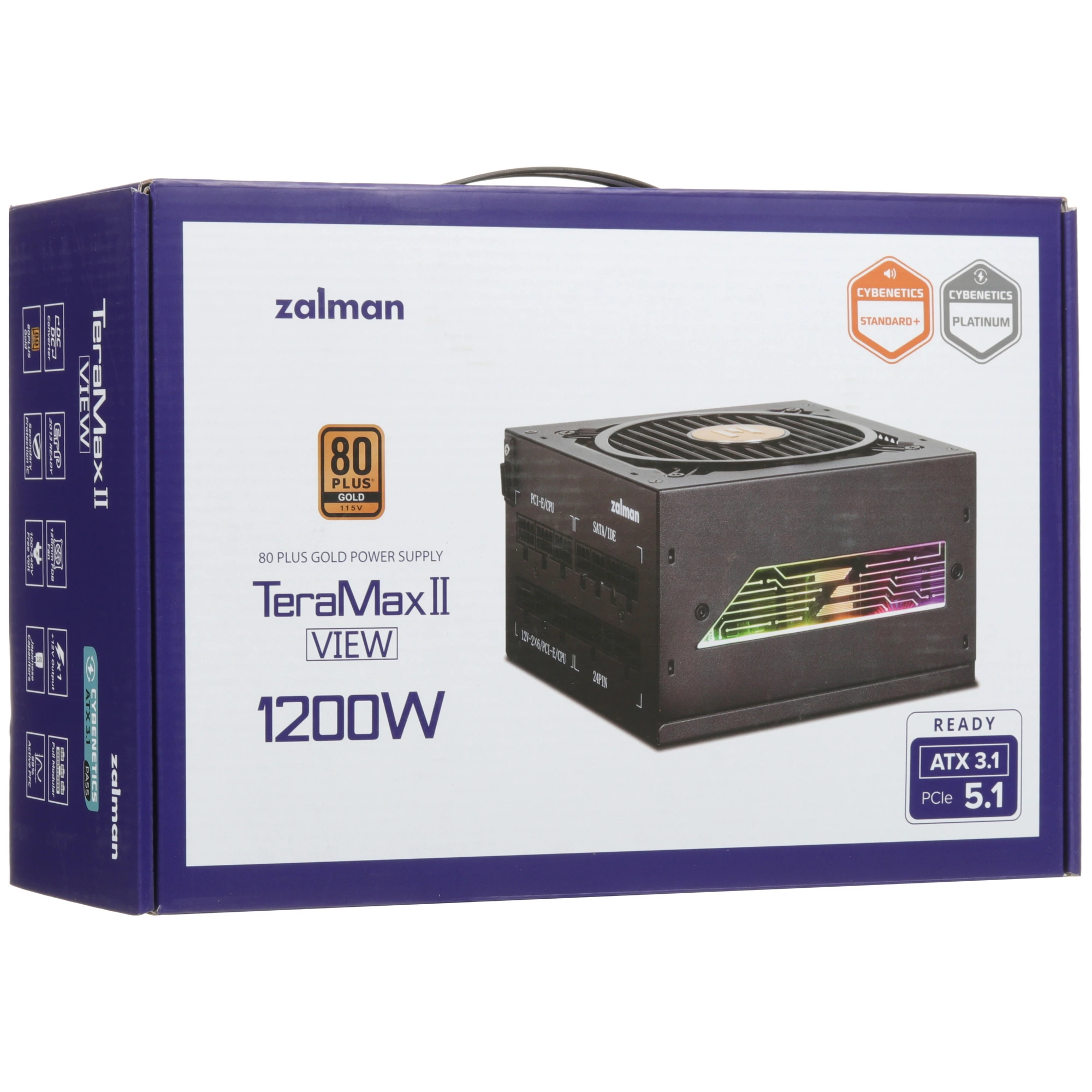 Блок питания ZALMAN TeraMax II VIEW 1200W, 1200Вт, 80+ Gold, 120мм, модульный, черный, вид 8