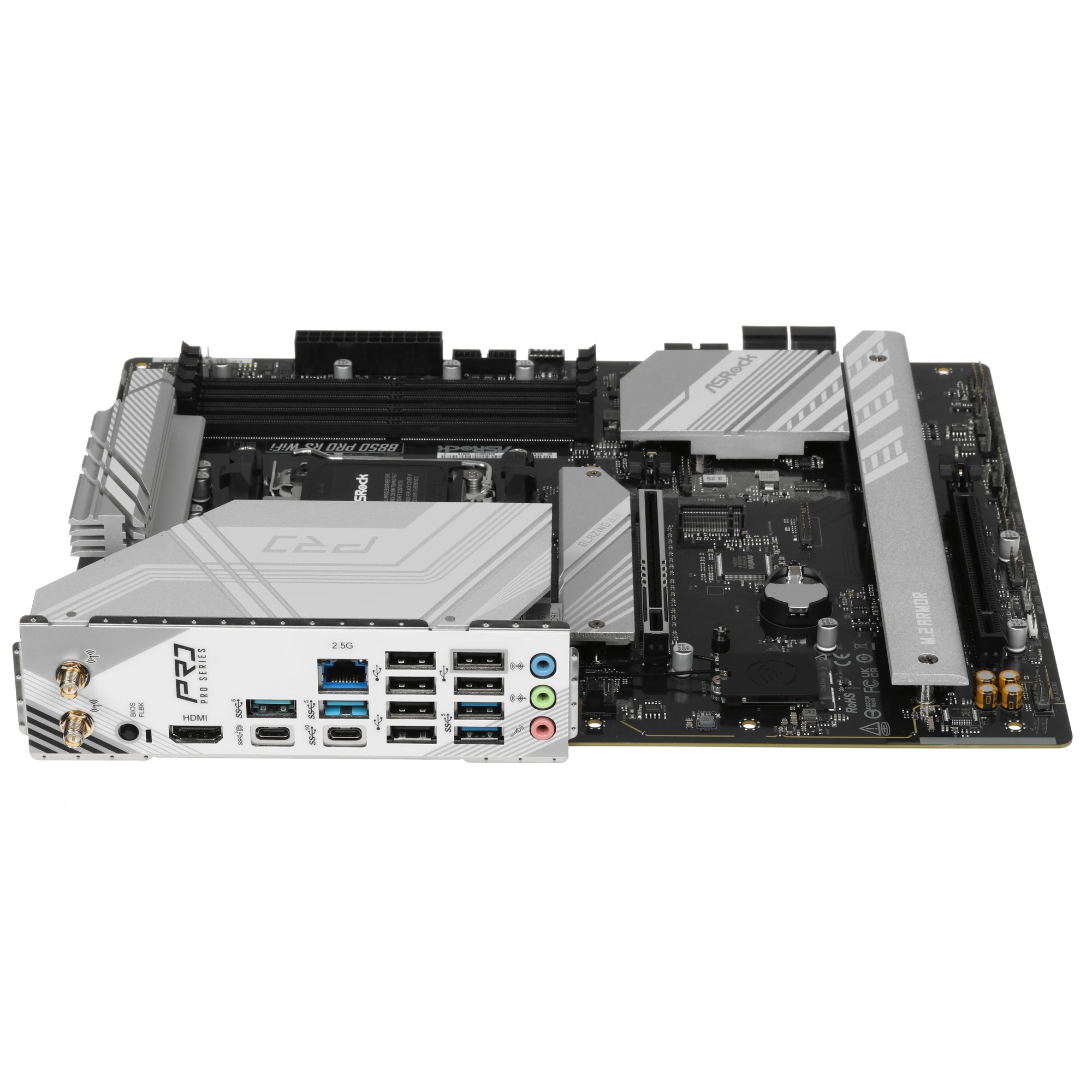 Материнская плата ASRock B850 PRO RS WIFI, AM5, AMD B850, 4xDDR5, 4xSATA, 4xM.2, 1xPCIe 5.0 x16, 1xPCIe 4.0 x4, 1xHDMI, 1xUSB-C, 1x2.5Gb LAN, Wi-Fi 6E, Bluetooth 5.2, 1xUSB-C 10Gbps, 1xUSB-C 5Gbps, 4xUSB-A 5Gbps, 6xUSB-A 2.0, 3x3.5 мм, 7.1, ATX, фото4