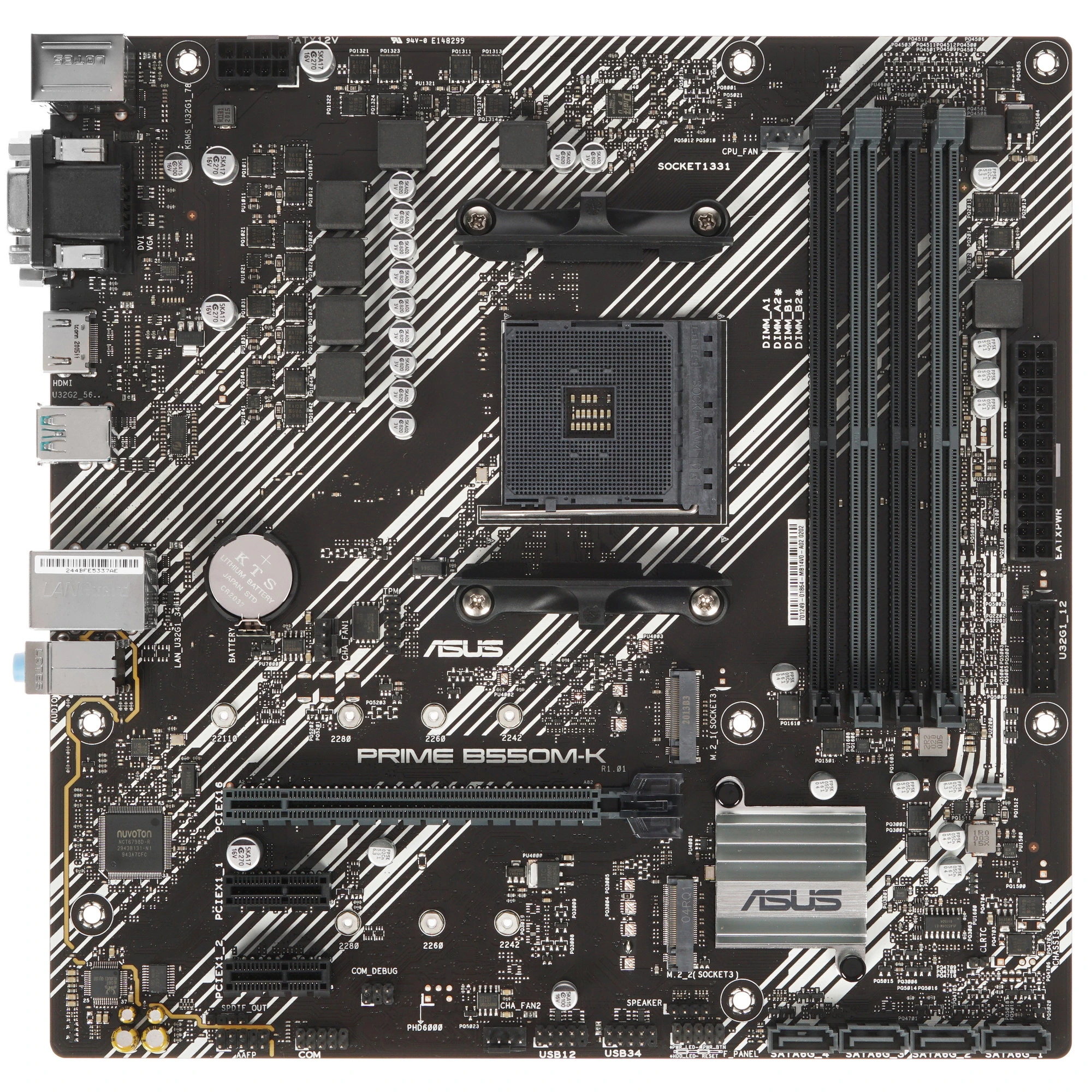 Материнская плата ASUS PRIME B550M-K, AM4, AMD B550, 4xDDR4, 4xSATA, 2xM.2, 1xPCIe 4.0 x16, 2xPCIe x1, D-Sub, DVI-D, HDMI, 1x 1Gb LAN, 6xUSB, 3x3.5 мм, 7.1, microATX