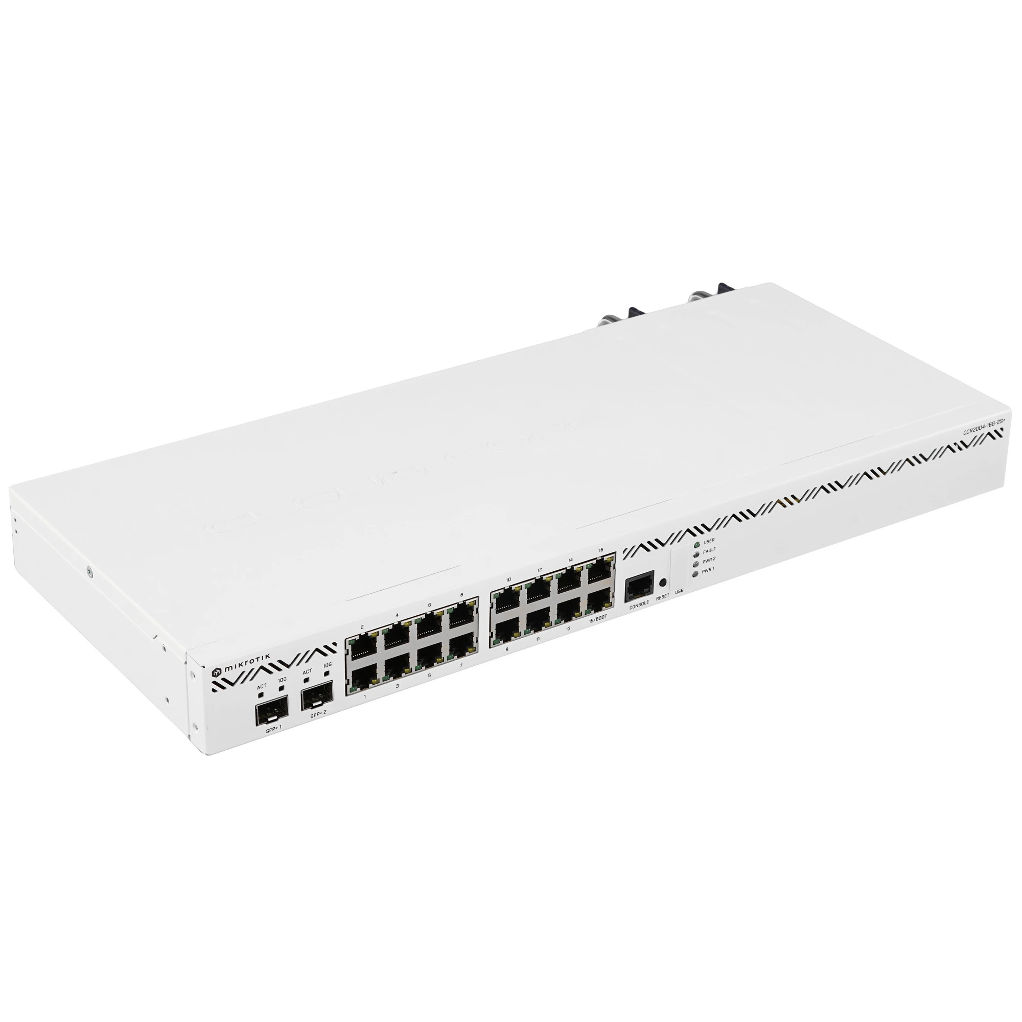 Маршрутизатор Mikrotik CCR2004-16G-2S+, 16×1 Гбит/с + 2×10 Гбит/с SFP+, управляемый