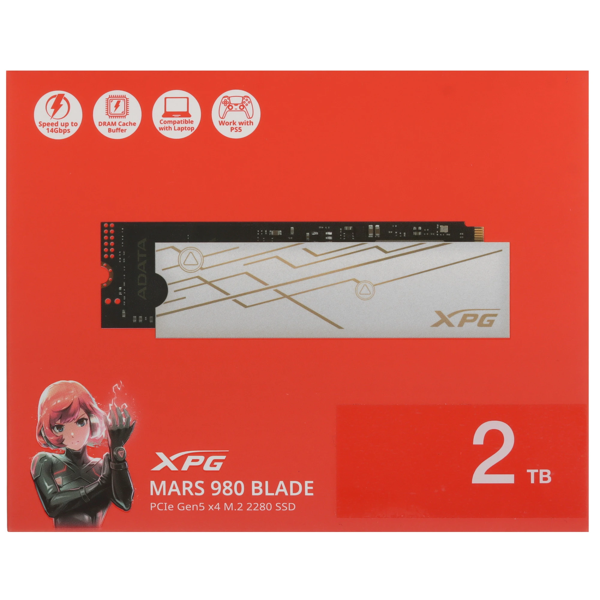 Накопитель SSD ADATA XPG MARS 980 BLADE, 2Tb, PCIe 5.0 x4, M.2 2280, NVMe, R/W 14000/13000, фото6