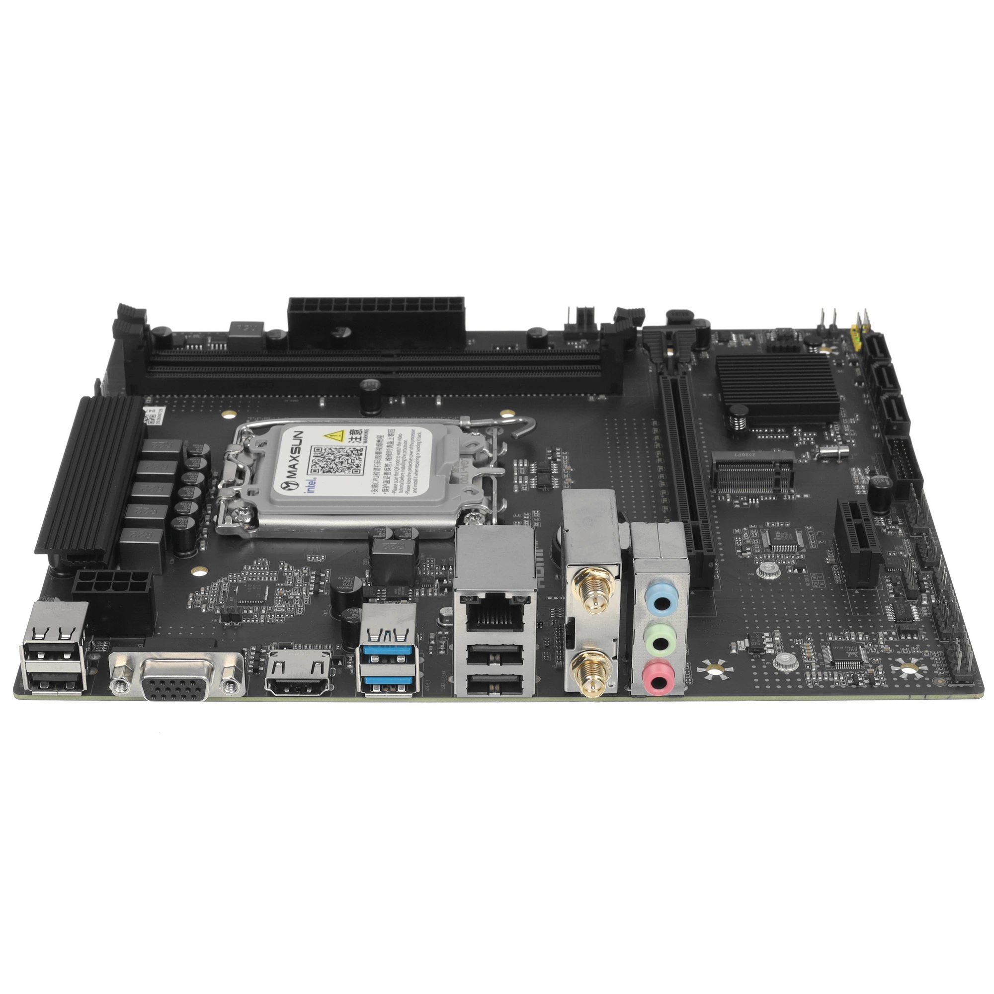 Материнская плата Maxsun Challenger B760M-F WiFi, LGA1700, Intel B760, 2xDDR4, 3xSATA, 2xM.2, 1xPCIe 4.0 x16, HDMI, D-Sub, 1x1Gb LAN, Wi-Fi, Bluetooth, 5.1, microATX, фото2