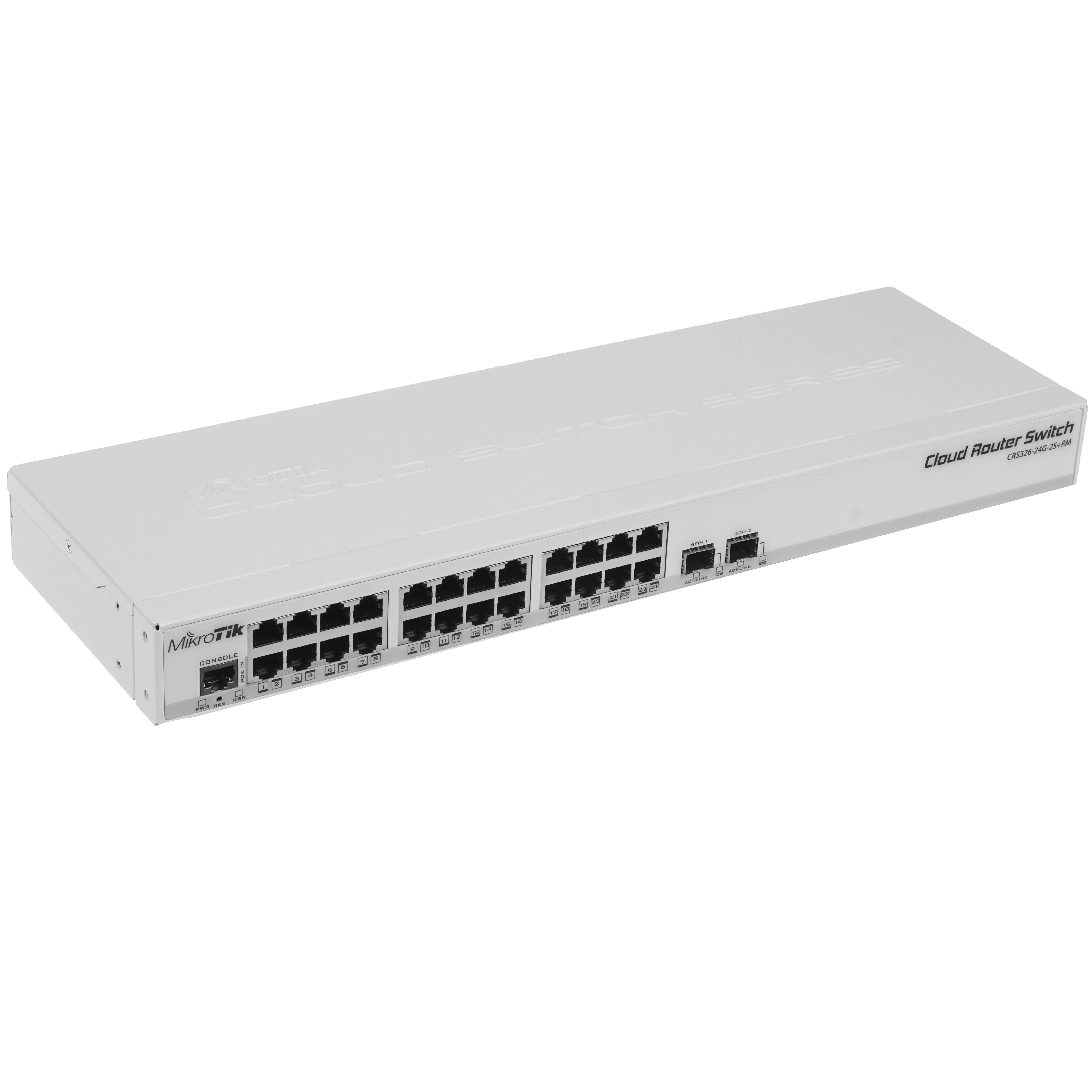 Коммутатор MikroTik CRS326-24G-2S+RM, 24×1 Гбит/с + 2×10 Гбит/с SFP+, управляемый