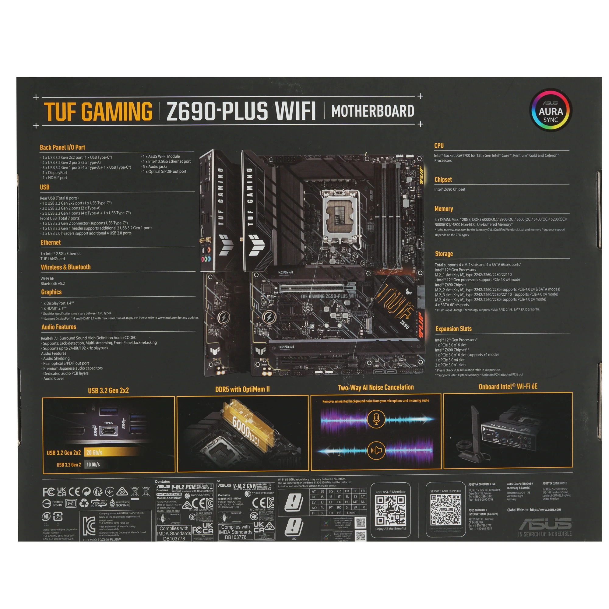 Материнская плата ASUS TUF GAMING Z690-PLUS WIFI, LGA1700, Intel Z690, 4xDDR5, 4xSATA, 4xM.2, 1xPCIe 5.0 x16, 1xPCIe 3.0 x4, 2xPCIe 3.0 x1, 1xDP, 1xHDMI, 1x2.5Gb LAN, Wi-Fi 6E, Bluetooth 5.2, 1xUSB-C 20Gbps, 1xUSB-C 5Gbps, 2xUSB-A 10Gbps, 4xUSB-A 5Gbps, 5x3.5 мм, 7.1, ATX, фото8