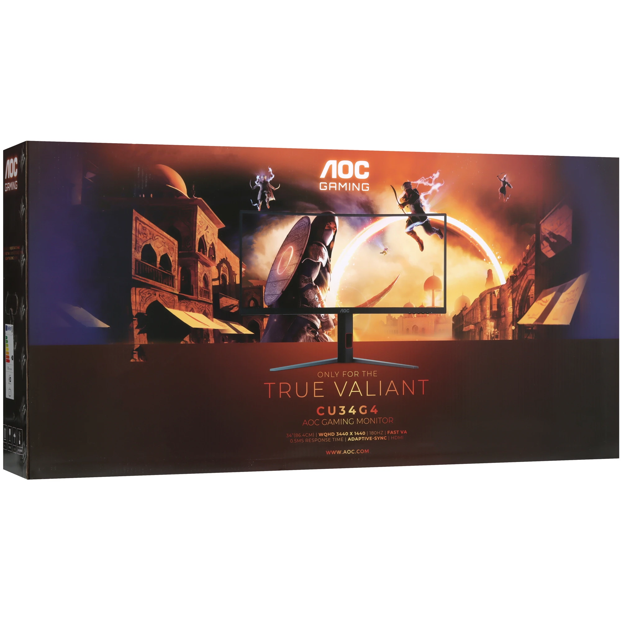 Монитор 34' AOC CU34G4 VA 3440x1440, 180 Гц, 0.5 мс, 21:9, 300 кд/м², HDMI 2.0, DP 1.4, 3.5 Jack, HDR10, FreeSync Premium, Adaptive-Sync, изогнутый экран (1500R), черный/красный, фото14