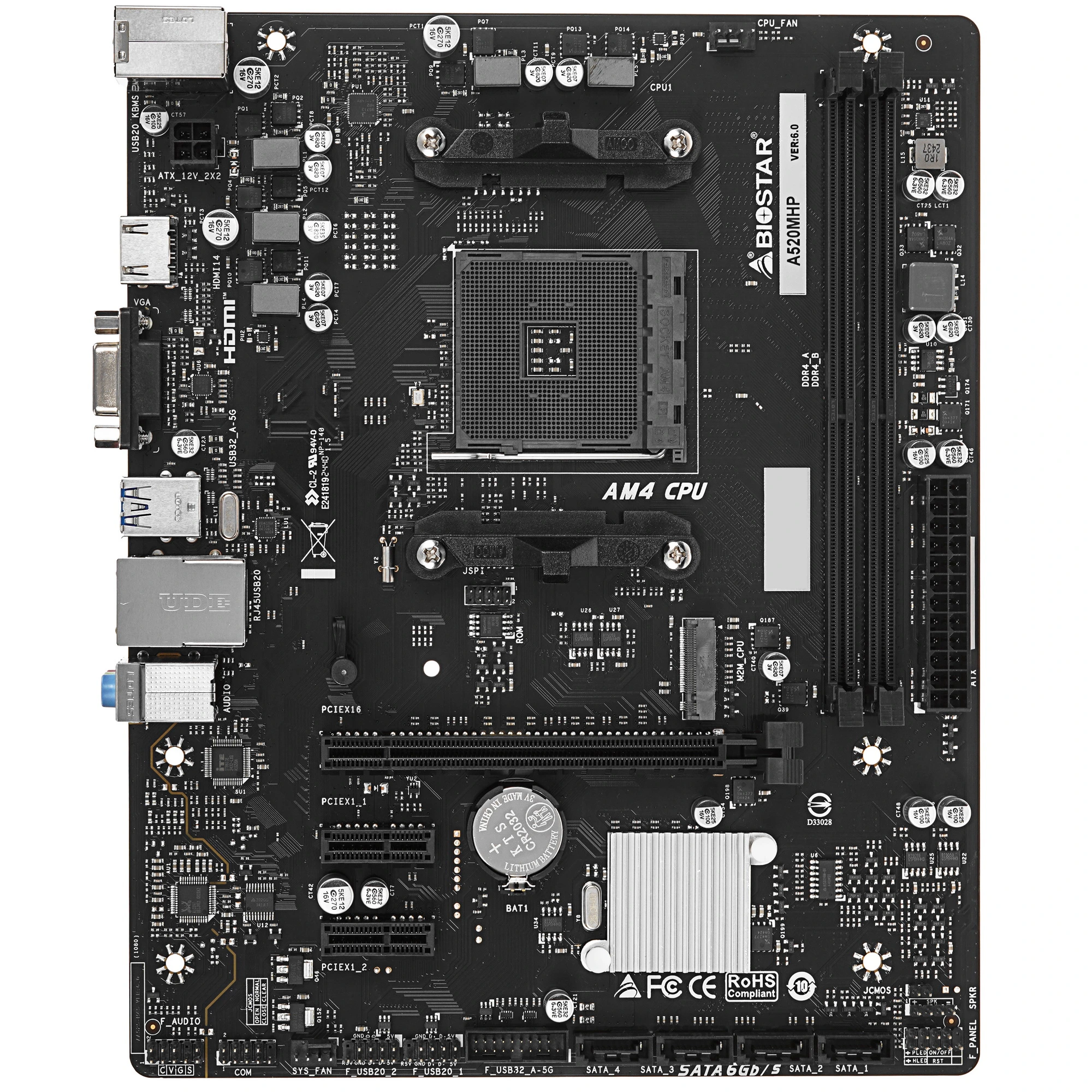 Материнская плата Biostar A520MHP, AM4, AMD A520, 2xDDR4, 4xSATA, 1xM.2, 1xPCIe 3.0 x16, 2xPCIe x1, HDMI, D-Sub, 1x 1Gb LAN, 6xUSB, 3x3.5 мм, 7.1, microATX, фото5