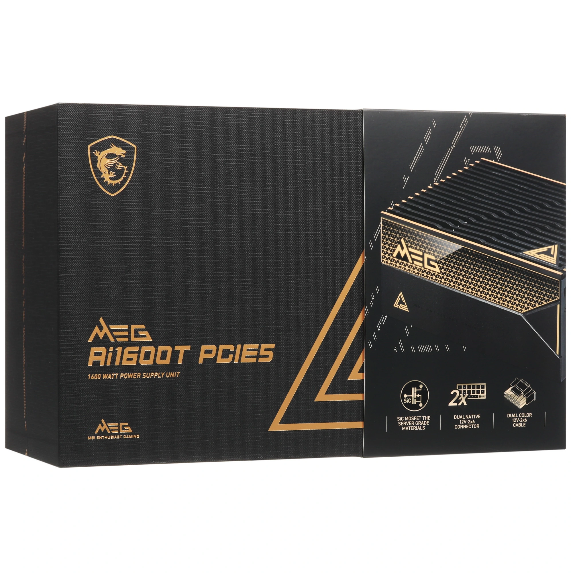 Блок питания MSI MEG Ai1600T PCIE5, 1600Вт, 80+ Titanium, 135мм, модульный, черный, вид 10
