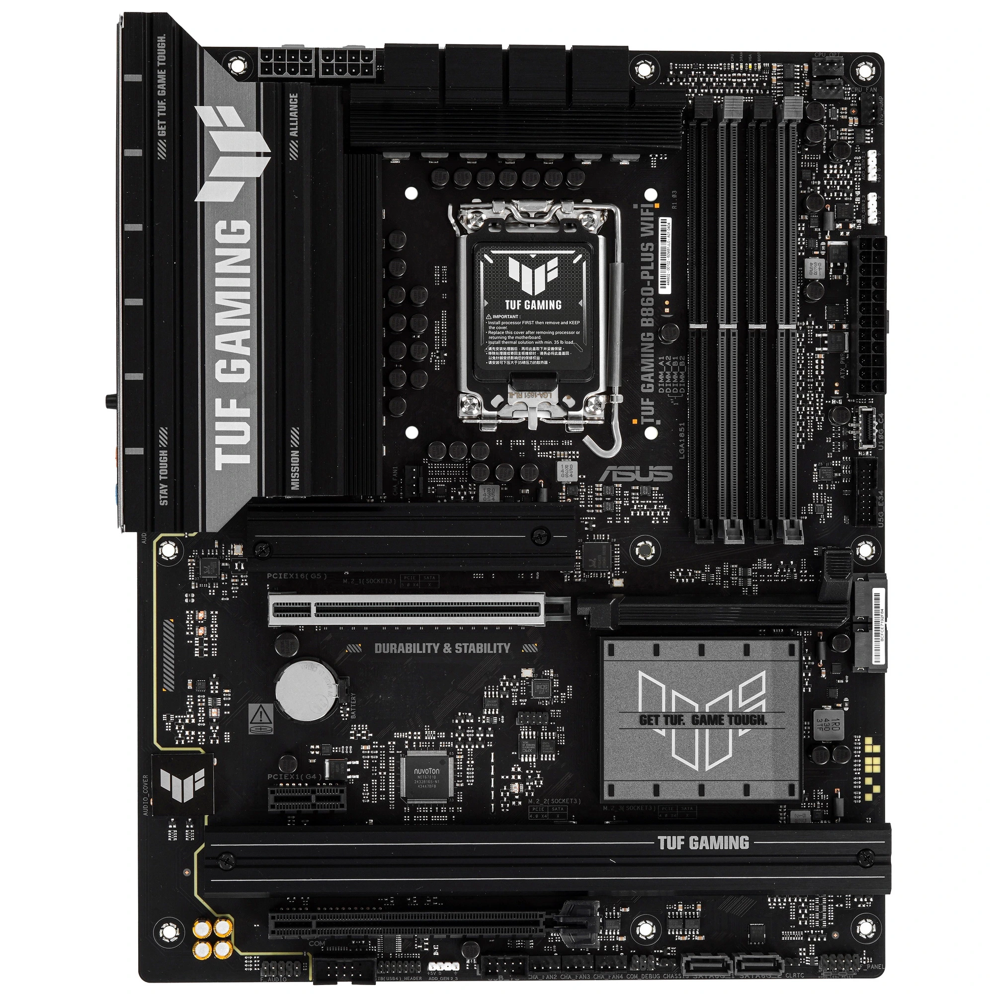 Материнская плата ASUS TUF GAMING B860-PLUS WIFI, LGA1851, Intel B860, 4xDDR5, 4xSATA, 3xM.2, 1xPCIe 5.0 x16, DisplayPort, HDMI, USB Type-C, 1x2.5Gb LAN, 5x3.5 мм, 7.1, ATX, фото2