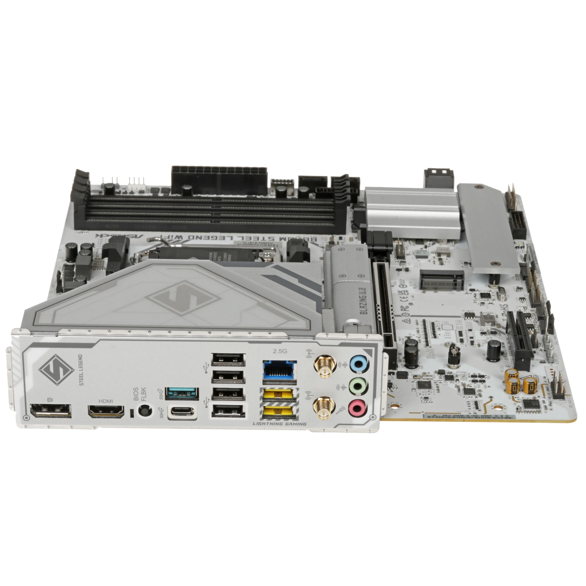 Материнская плата ASRock B850M Steel Legend WiFi, AM5, AMD B850, 4xDDR5, 4xSATA, 3xM.2, 1xPCIe 5.0 x16, 1xPCIe 3.0 x4, 1xDP, 1xHDMI, 1x2.5Gb LAN, Wi-Fi 7, Bluetooth 5.4, 1xUSB-C 10Gbps, 1xUSB-A 10Gbps, 2xUSB-A 5Gbps, 4xUSB-A 2.0, 3x3.5 мм, 7.1, mATX, фото4