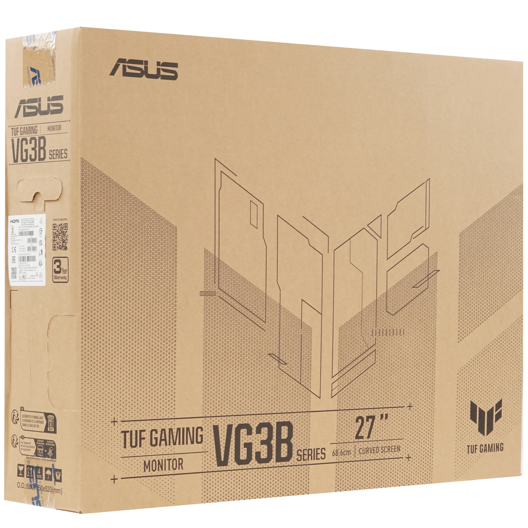 Монитор 27' ASUS TUF Gaming VG27VQ3B VA 1920x1080, 180 Гц, 1 мс, 16:9, 250 кд/м², HDMI 2.0, DP 1.2, 3.5 Jack, FreeSync, изогнутый экран (1500R), динамики (2x2 Вт), черный, фото11