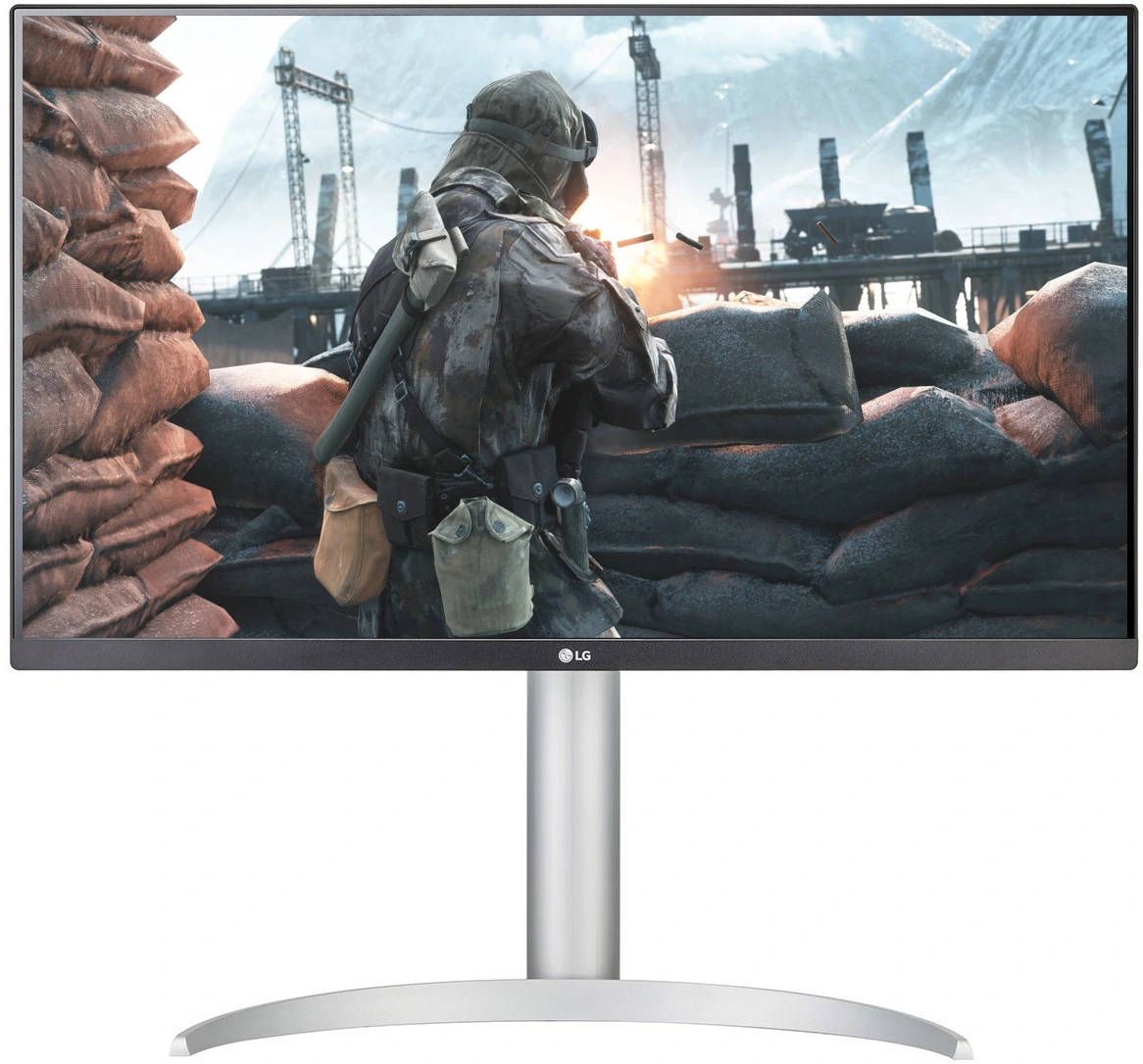 Монитор 27" LG UltraFine 27UP650K-W IPS 3840x2160 (4K UHD), 60 Гц, 5 мс, 16:9, DisplayHDR 400, 400 кд/м², HDMI (x2), DisplayPort, Flicker Free, Low Blue Light, стабилизатор черного цвета, регулировка по высоте, поворот на 90 градусов, трехсторонний безрамочный дизайн, белый