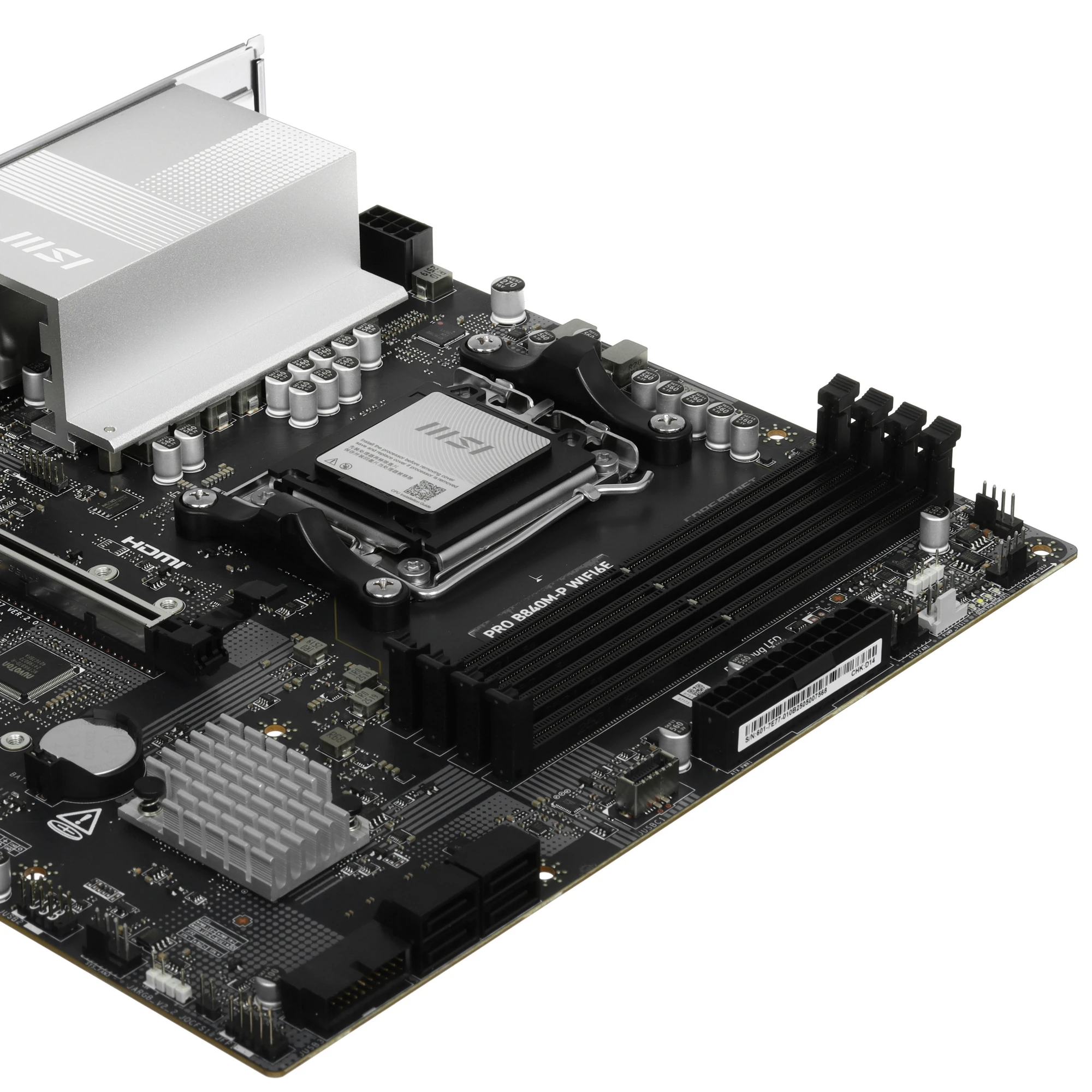 Материнская плата MSI PRO B840M-P WIFI6E, AM5, AMD B840, 4xDDR5, 4xSATA, 2xM.2, 1xPCIe 4.0 x16, 1xPCIe 3.0 x1, 1xHDMI, 1x2.5Gb LAN, Wi-Fi 6E, Bluetooth 5.3, 1xUSB-C 10Gbps, 1xUSB-A 10Gbps, 2xUSB-A 5Gbps, 4xUSB-A 2.0, 3x3.5 мм, 7.1, mATX, фото9