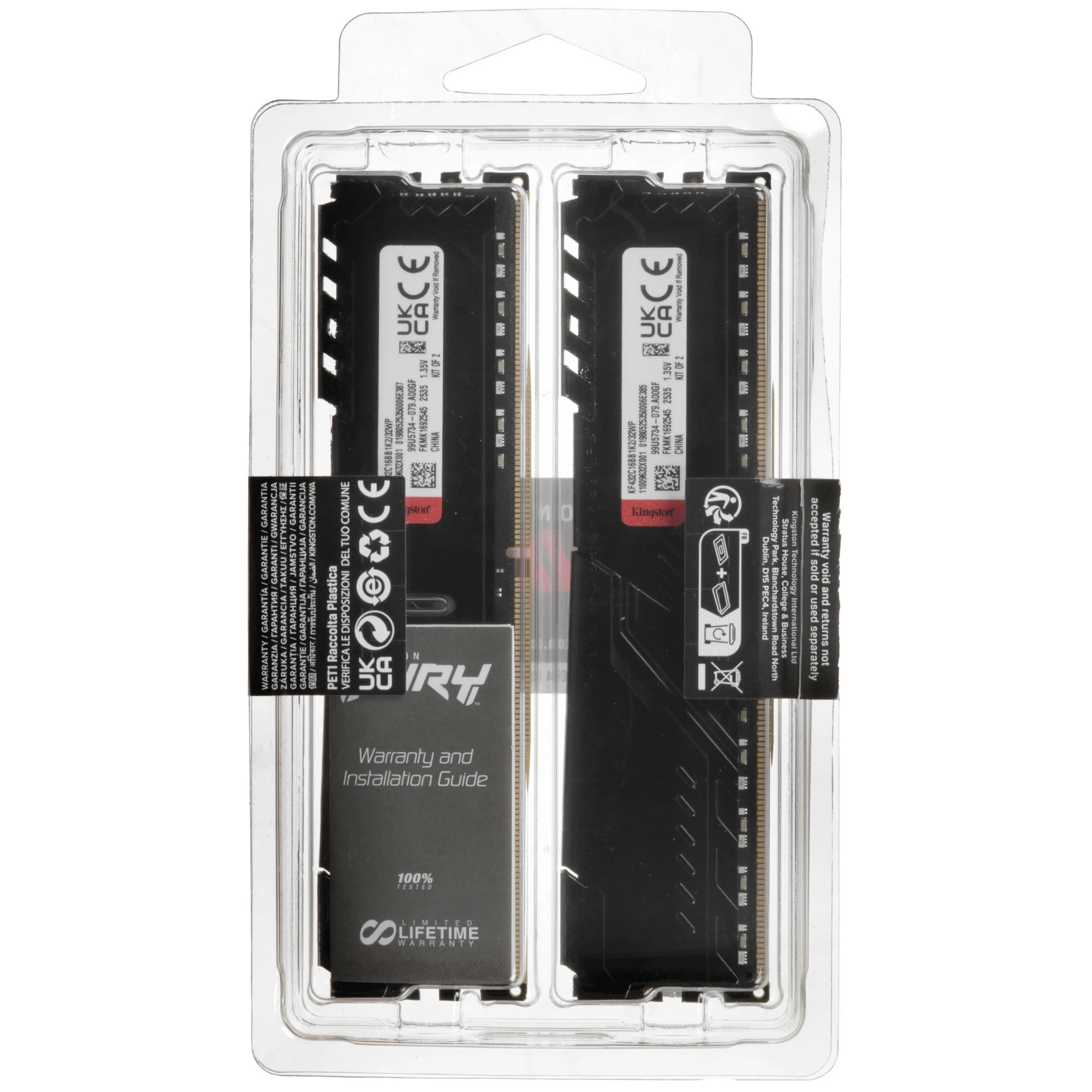 Оперативная память Kingston Fury Beast Black, DDR4, 32GB (2x16GB), 3200 MHz, CL16, с радиатором, черный, фото3