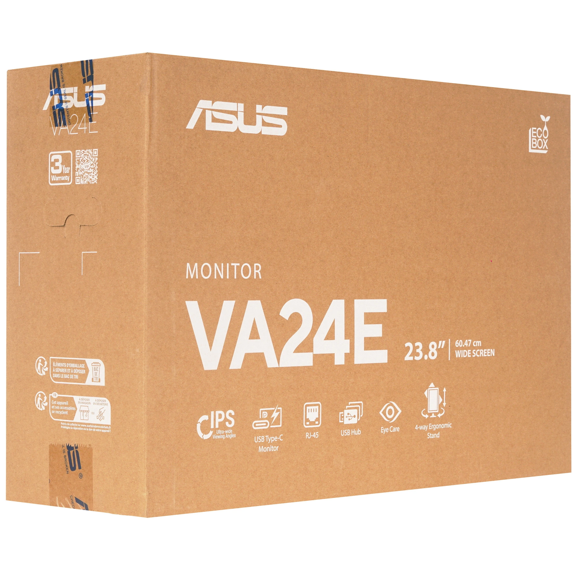 Монитор 23.8' ASUS VA24ECPSN IPS 1920x1080, 75 Гц, 5 мс, 16:9, 300 кд/м², HDMI, DisplayPort, USB Type-C, RJ-45, трехсторонний безрамочный дизайн, Flicker Free, Low Blue Light, черный, фото11