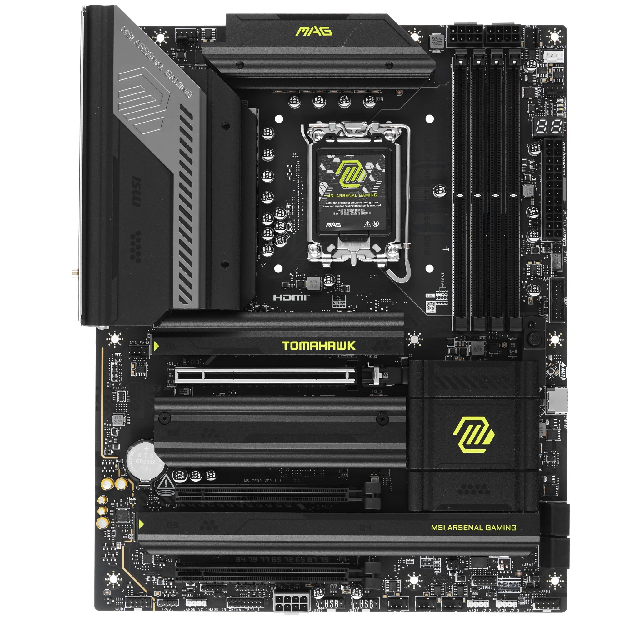 Материнская плата MSI MAG Z890 TOMAHAWK WIFI, LGA1851, Intel Z890, 4xDDR5, 4xSATA, 4xM.2, 1xPCIe 5.0 x16, HDMI, USB Type-C, 1x5Gb LAN, Thunderbolt, 2x3.5 мм, 7.1, ATX