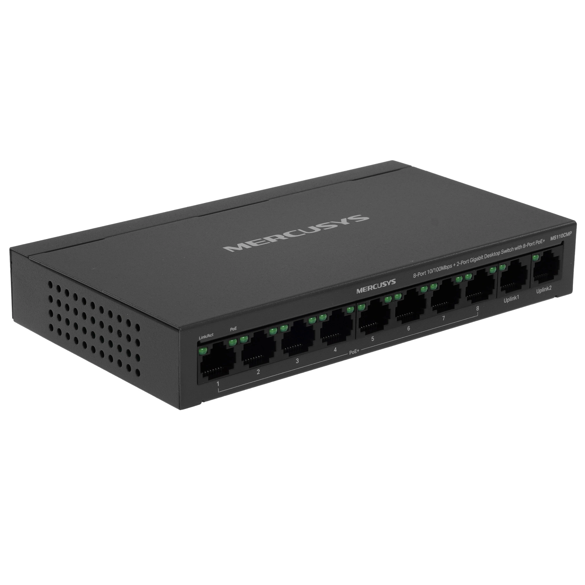 Коммутатор Mercusys MS110CMP, 8×100 Мбит/с PoE + 2×1 Гбит/с, неуправляемый