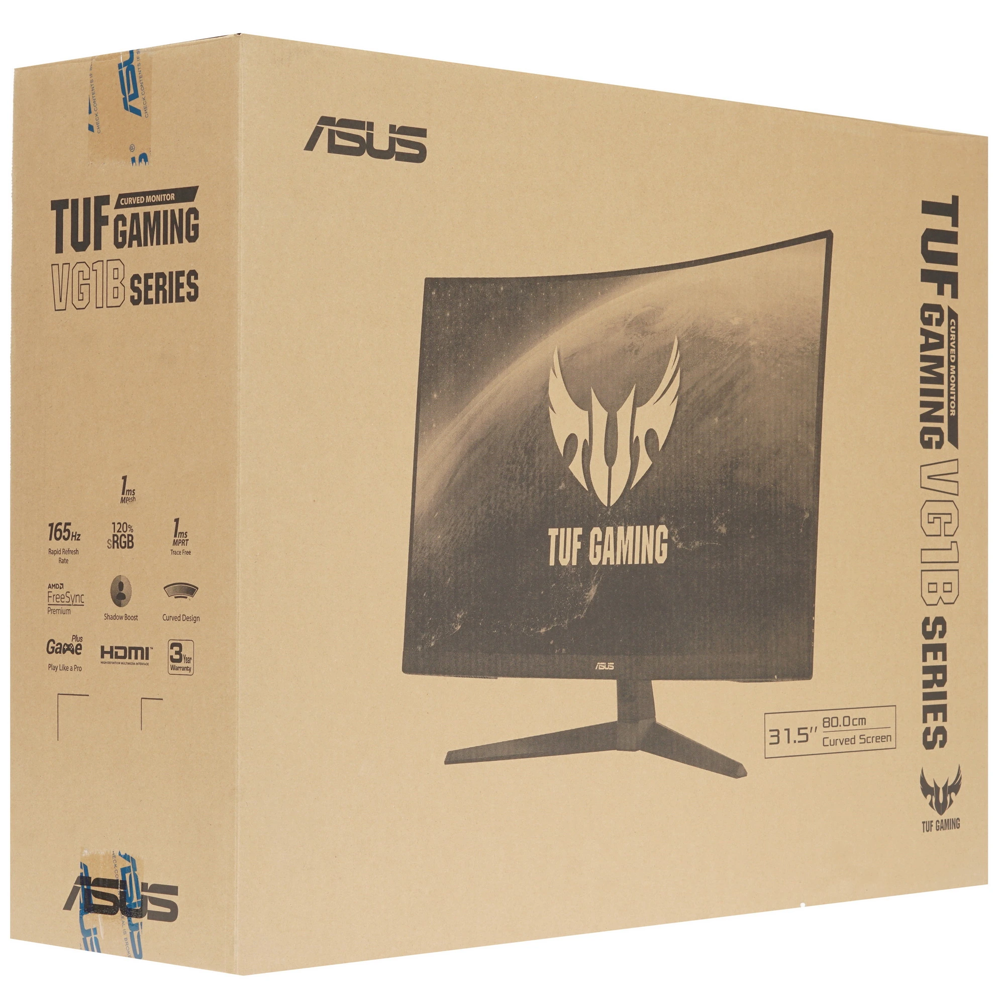 Монитор 31.5' ASUS TUF Gaming VG328H1B VA 1920x1080, 165 Гц, 1 мс (MPRT), изогнутый экран (1500R), 16:9, 250 кд/м², HDMI 2.0, VGA, 3.5 Jack, динамики (2x2 Вт), FreeSync Premium, черный, фото20