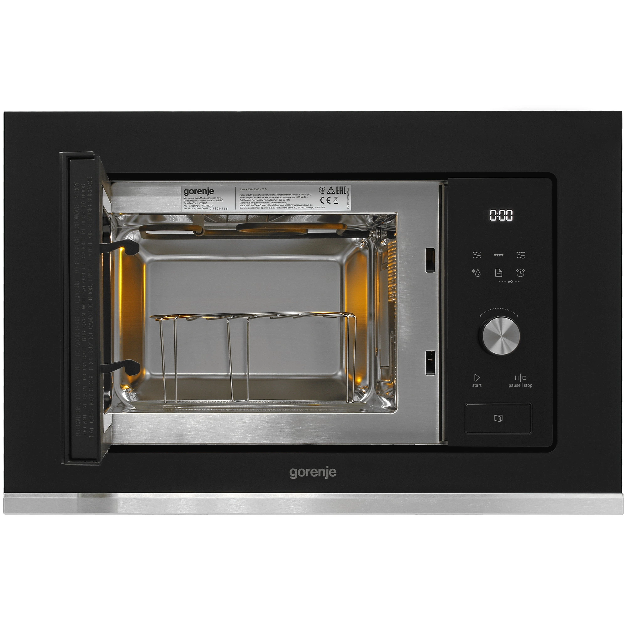 Встраиваемая микроволновая печь GORENJE BMX201AG1BG черный/серебристый, 20 л, 800 Вт, переключатели - сенсор, поворотный механизм, фото11