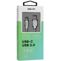 Кабель DEXP USB Type-C - USB Type-A серый 1.5 м