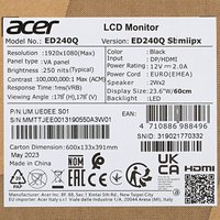 23.6" Монитор Acer Nitro ED240QSbmiipx черный