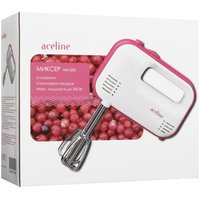 Миксер Aceline HM-350 бело-розовый [350Вт, ручной, скоростей: 3, пластик, насадки: крюки, венчики]