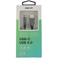 Кабель DEXP USB Type-C - USB Type-A черный 1.5 м